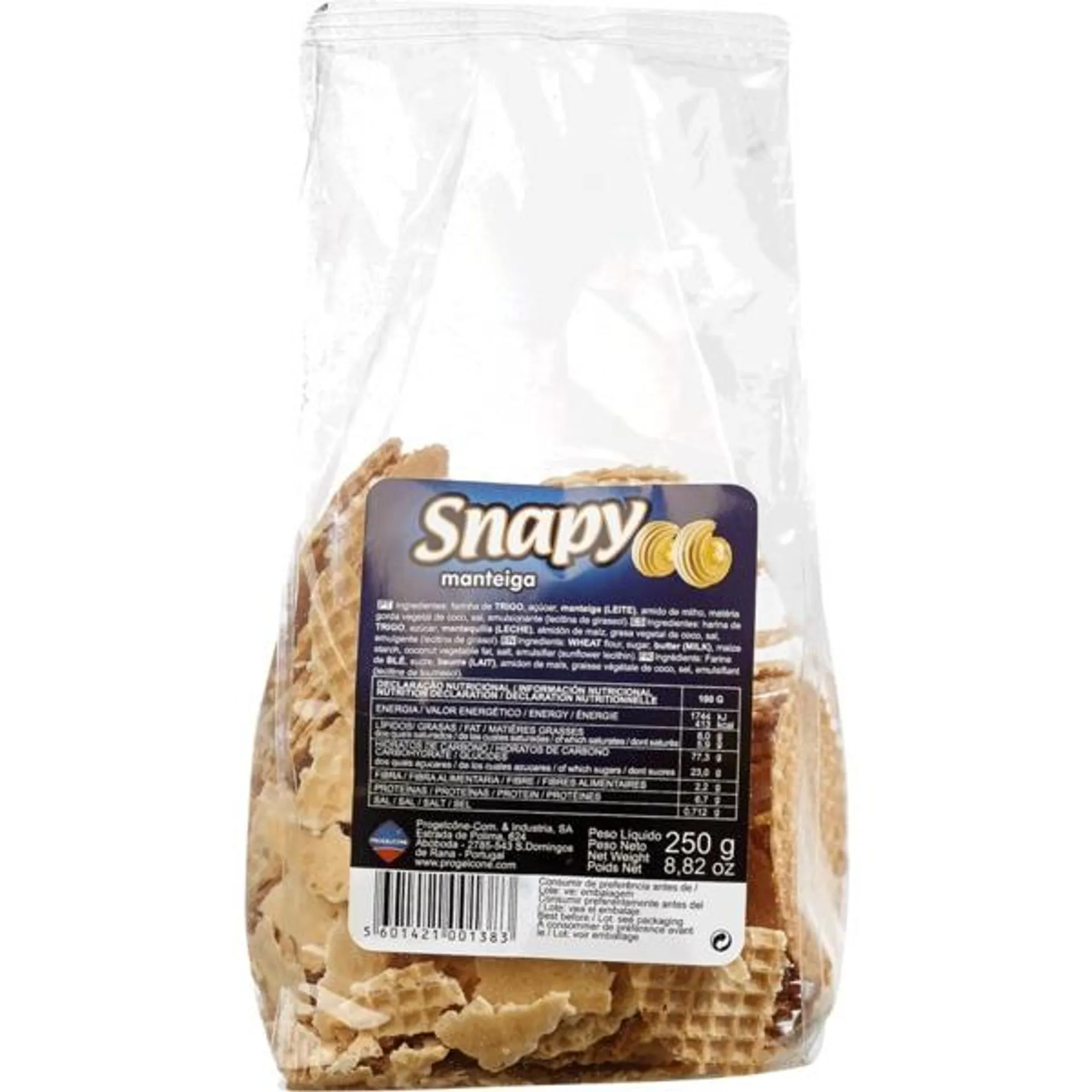 Bolachas Wafer de Manteiga embalagem 250 g Snapy