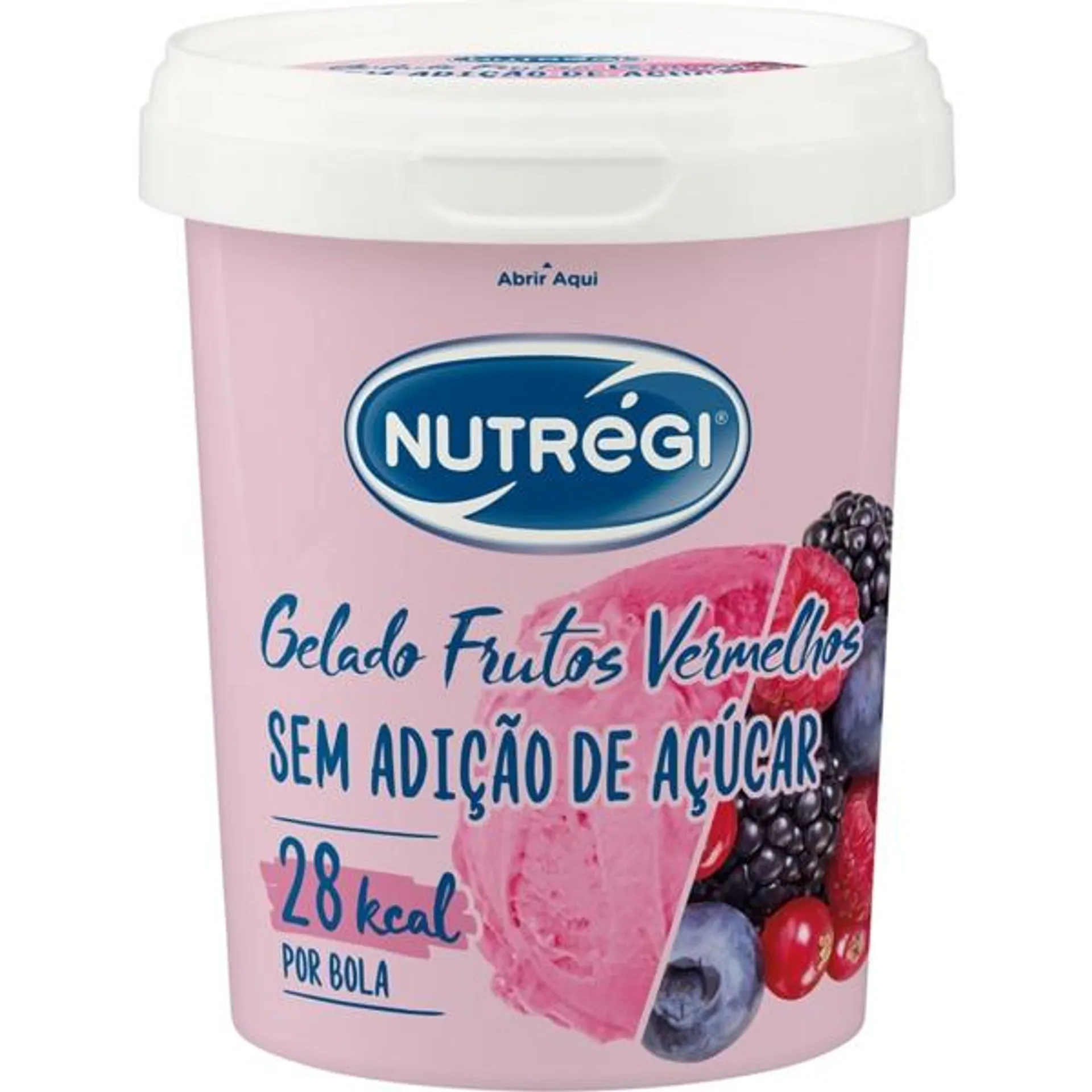 Gelado de Frutos Vermelhos sem Açúcar embalagem 500 ml Nutregi