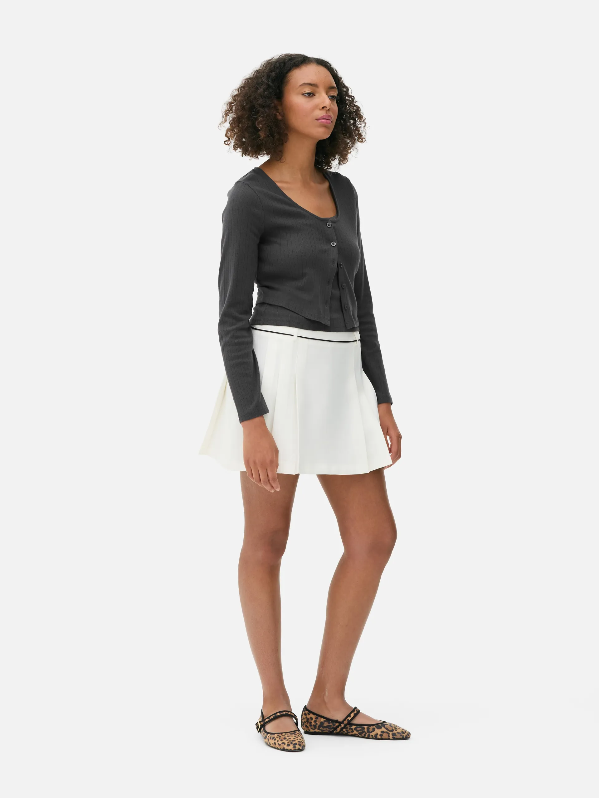 Cropped Pointelle Cardigan