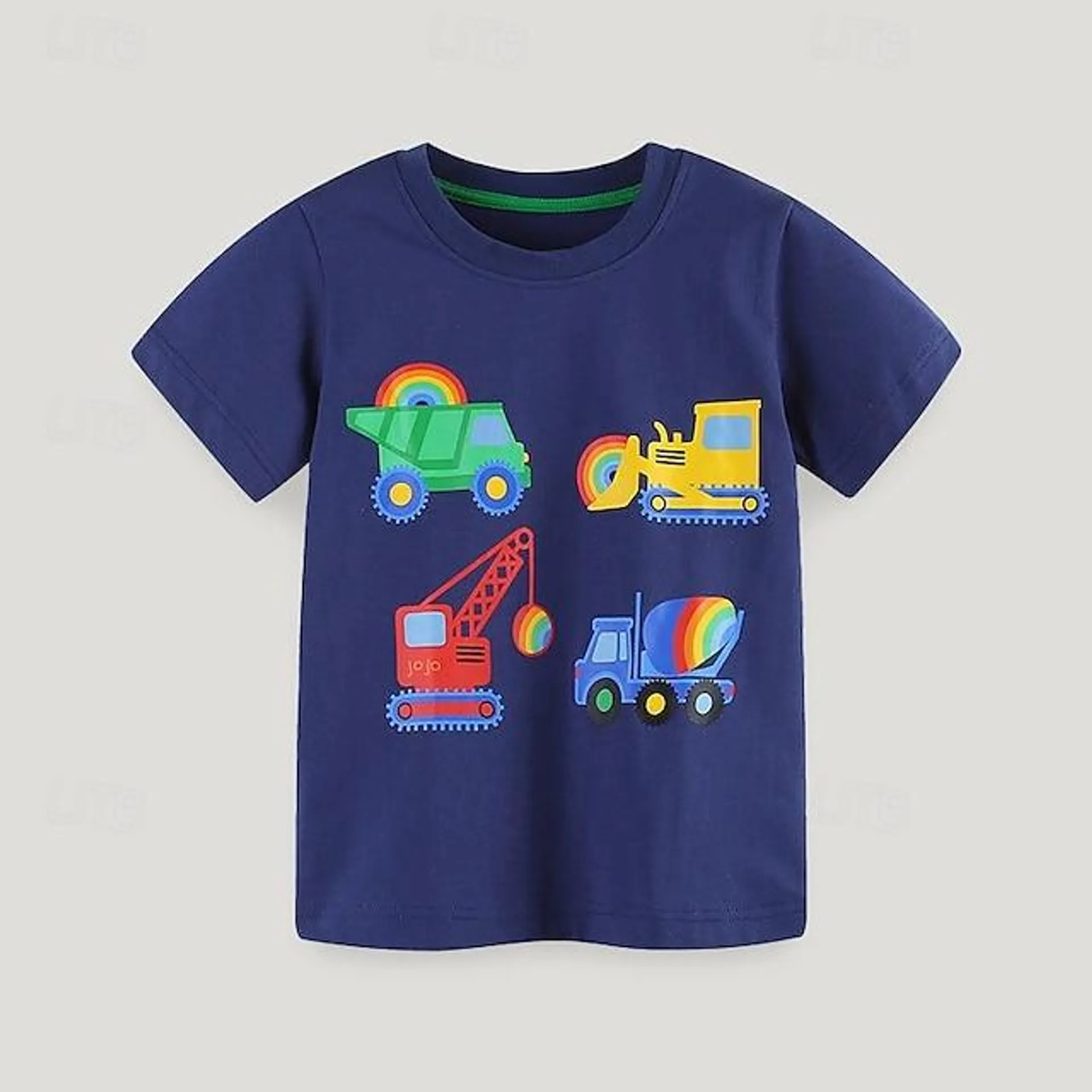 Jongens 3D Grafisch T-shirt Korte mouw Zomer Modieus Basic 100% katoen Kleine kinderen (4-7ys) 4-7 jaar Strakke ronde hals Buiten Casual Dagelijks Normale pasvorm