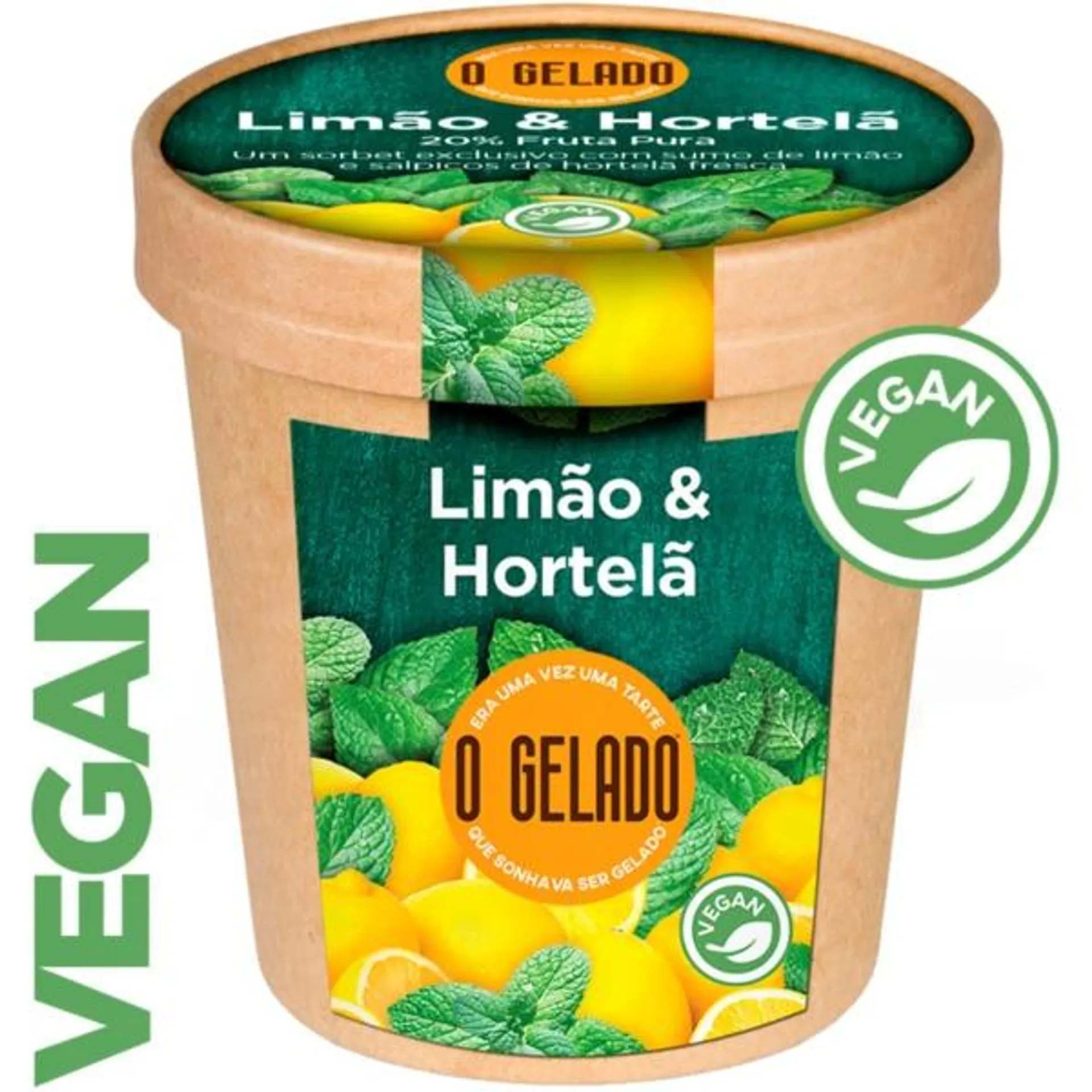 Gelado de Limão e Hortelã Vegan embalagem 460 ml O Gelado