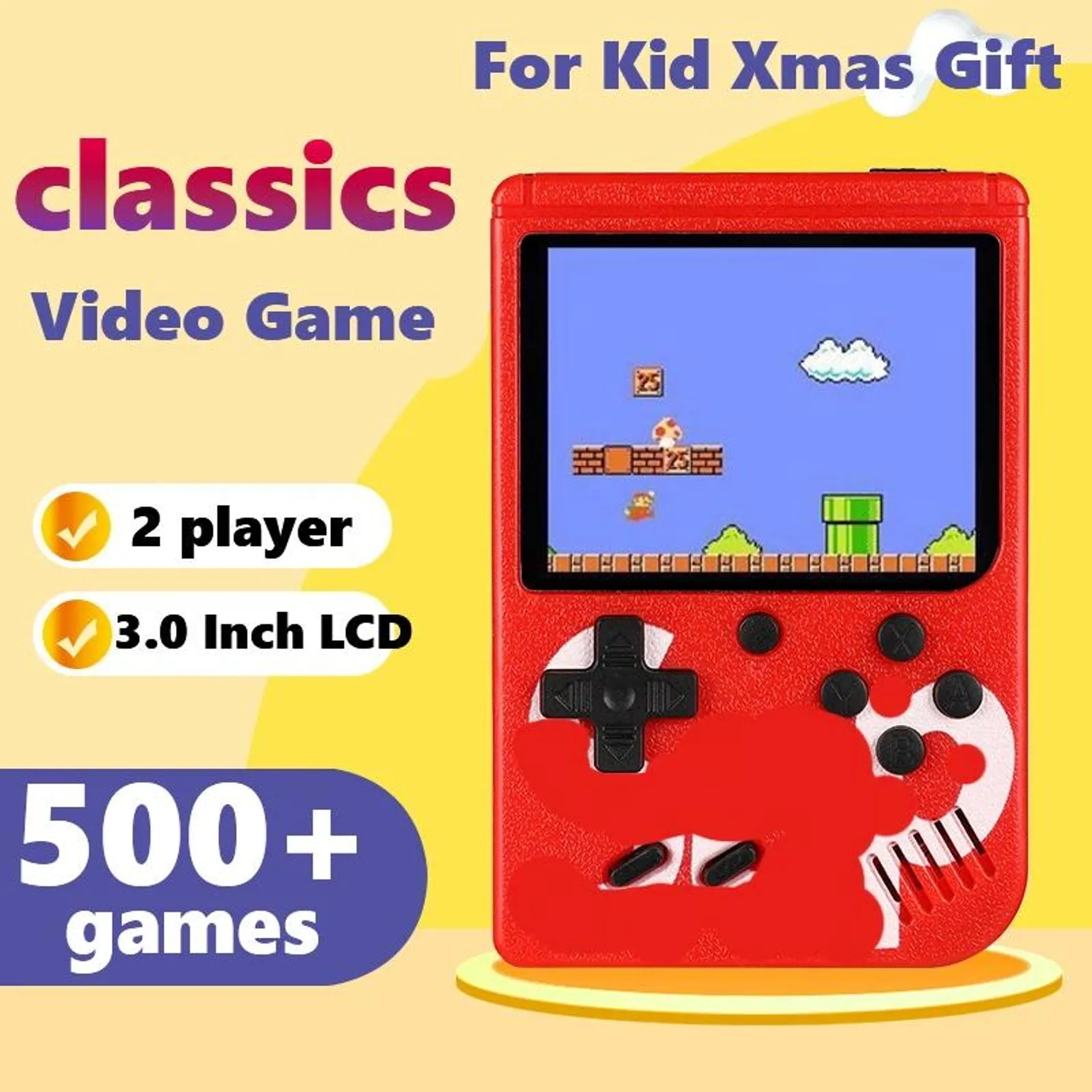 Retro Portable Mini Handheld Video Game Console 8-Bit 3.0 Inch LCD Color Kids Game Player Built-in 500 games For Kid Xmas Gift