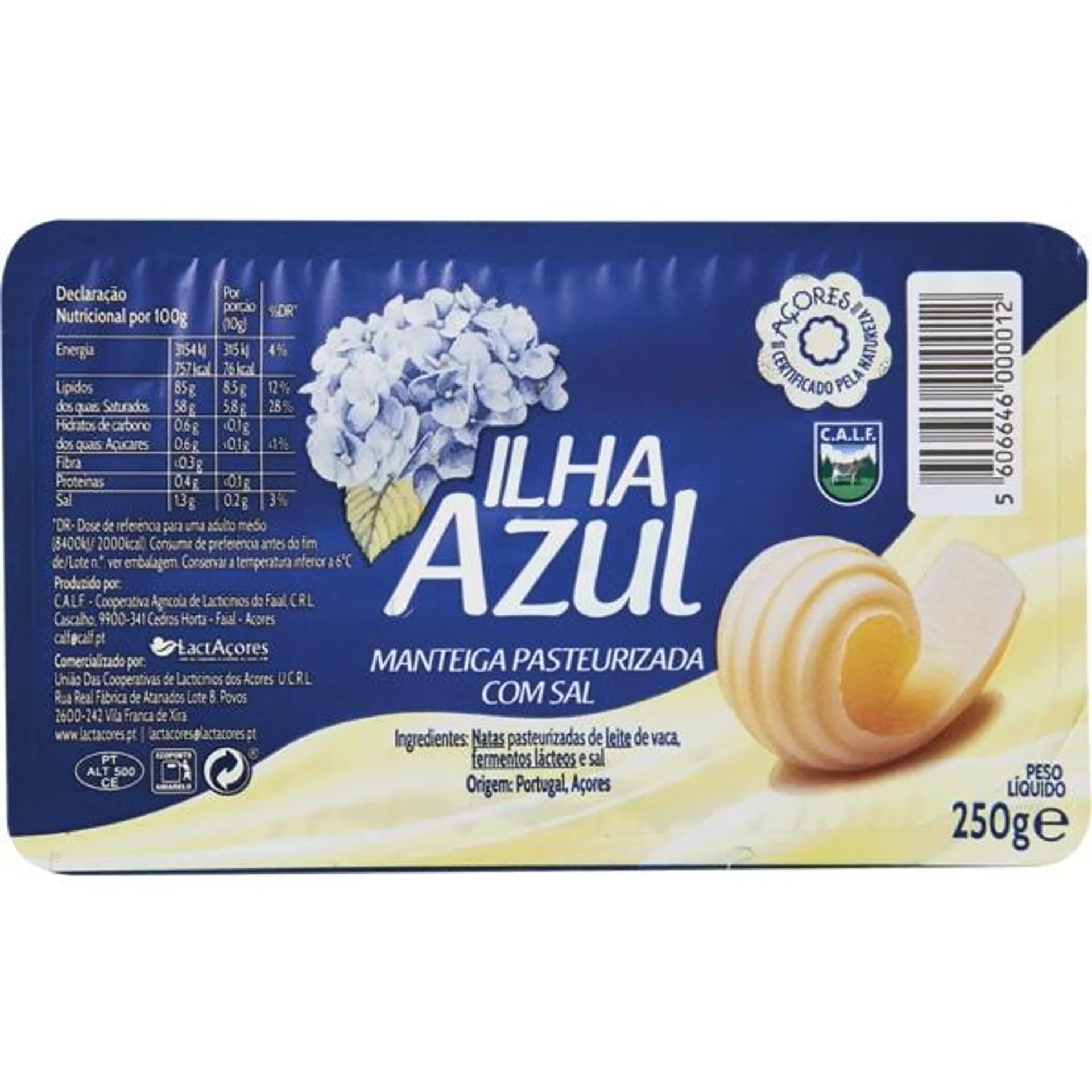 Manteiga com Sal embalagem 250 g Ilha Azul