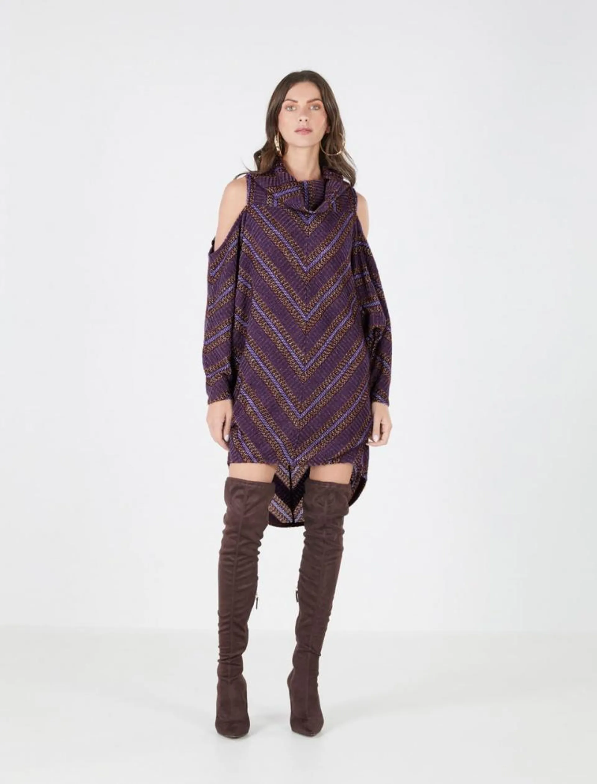 Minivestido BCBGMAXAZRIA Pia Cowl Neck Roxo | IZQPK-7169