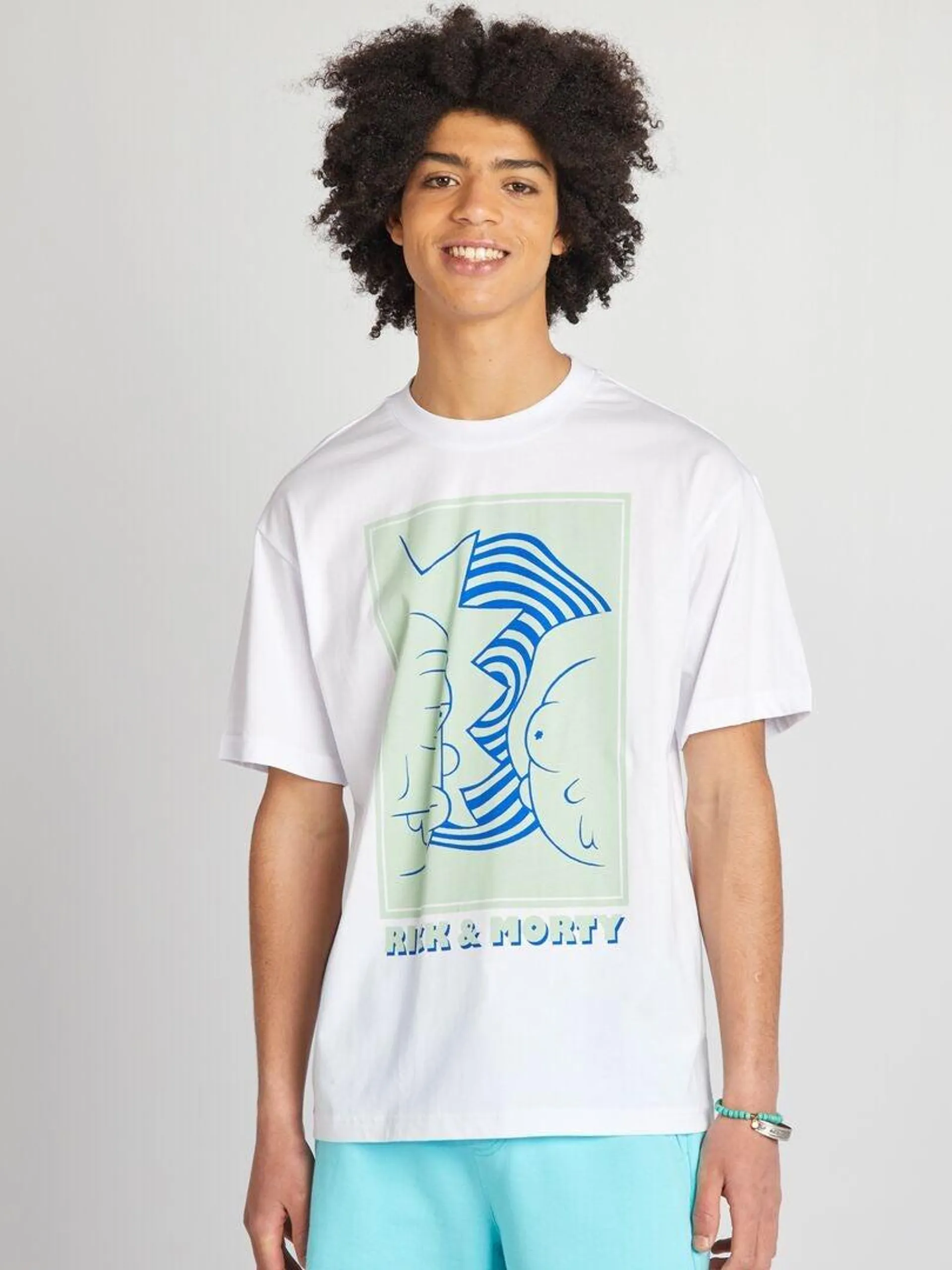 T-shirt oversize 'Rick and Morty' - Branco