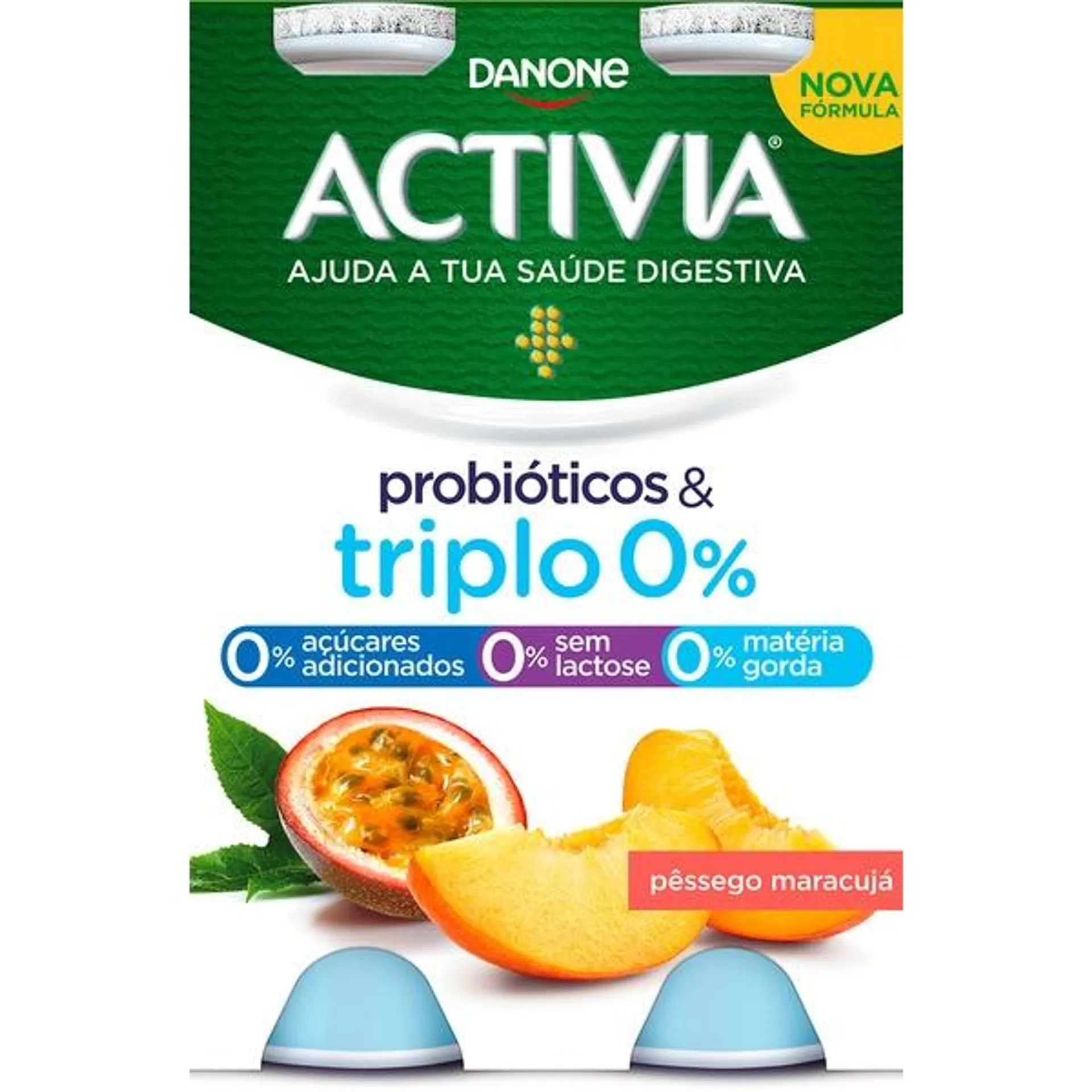 Bifidus Líquido 0% de Pêssego e Maracujá Pack 4 unidades embalagem 160 g Activia