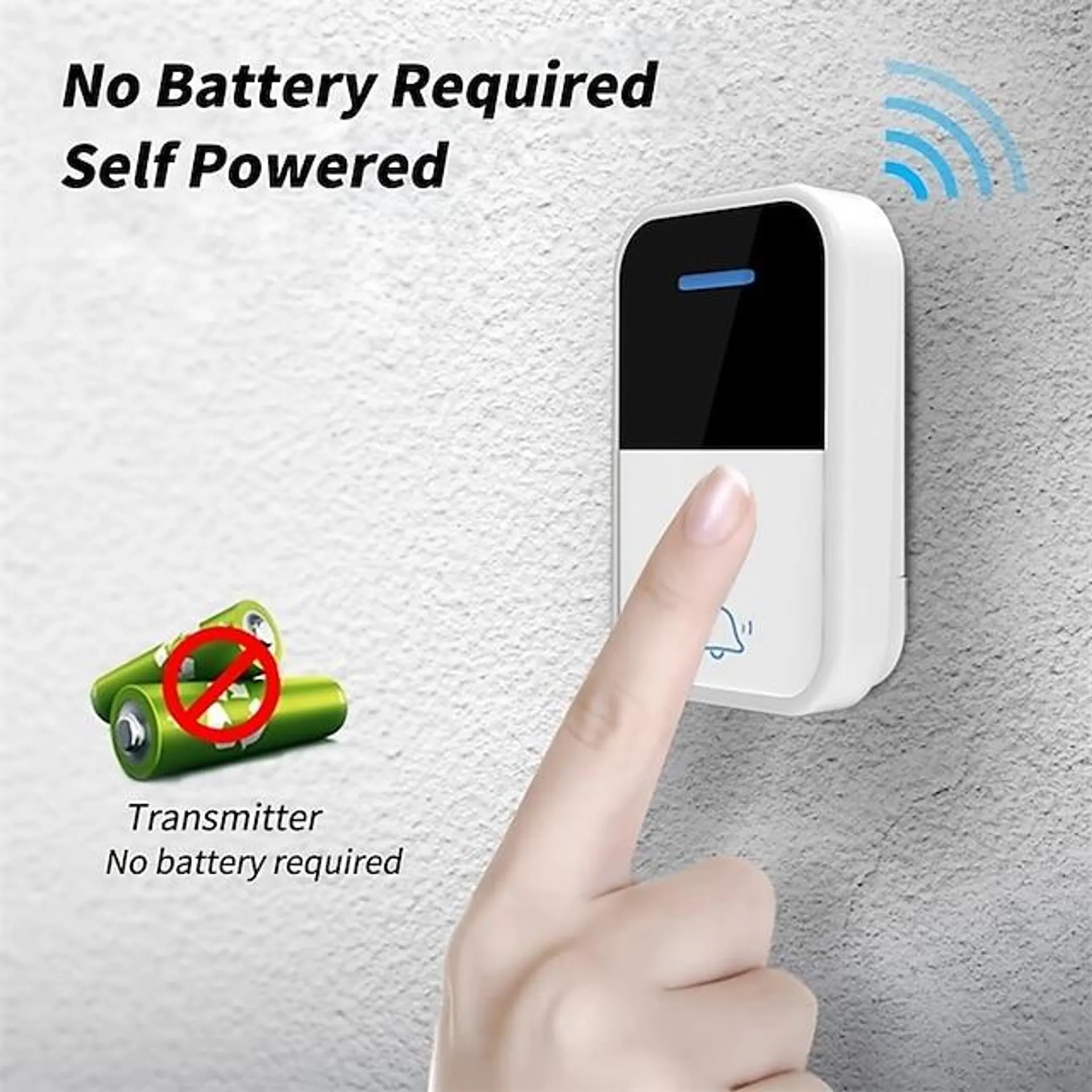 nieuwe self powered draadloze deurbel geen batterij deurbel waterdicht 38 ringtone drukknop ontvangen oproep bel draadloze afstandsbediening outdoor elektronische deurbel pager ring home chime