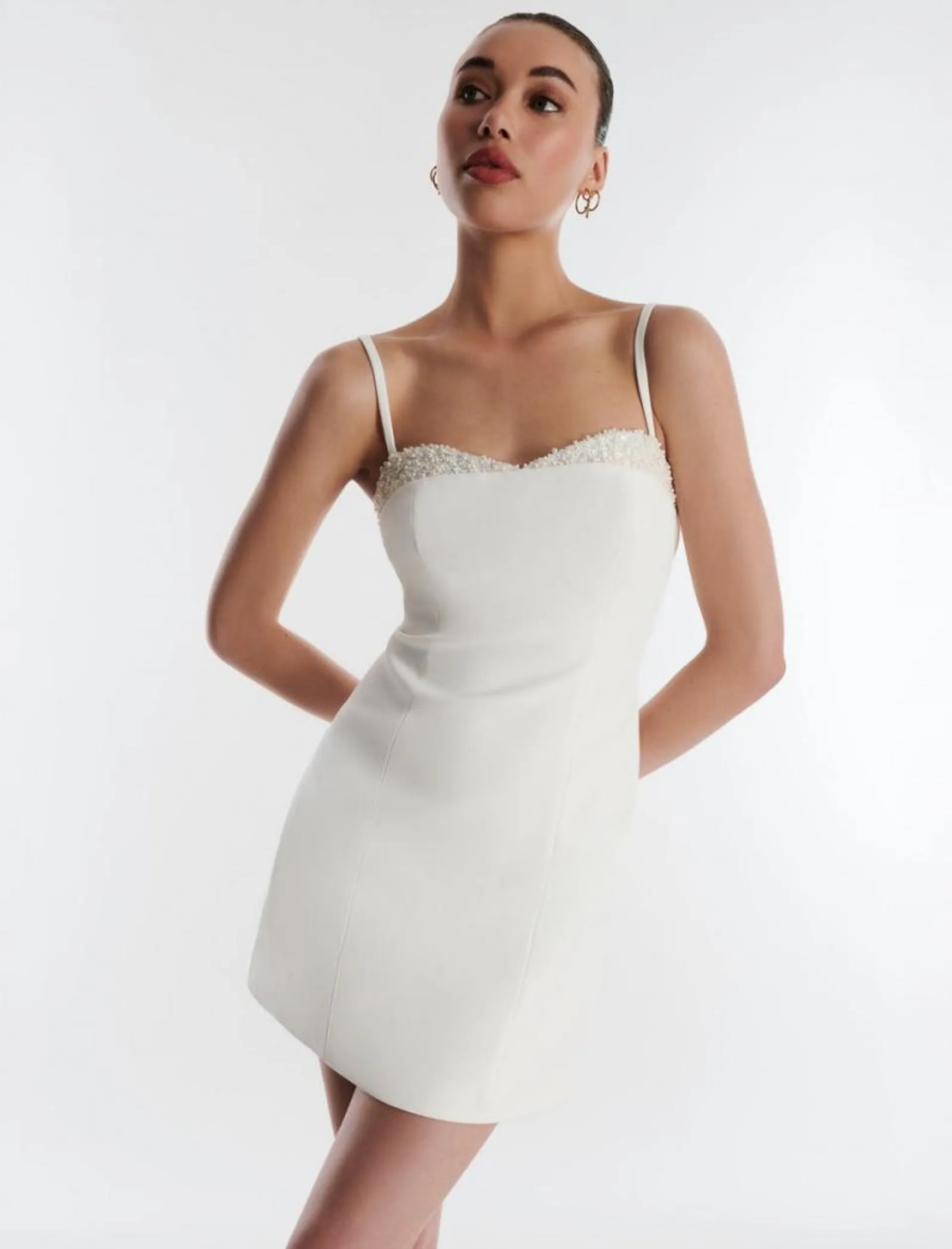 Minivestido BCBGMAXAZRIA Frankie A-Line Branco | VZJCL-5603