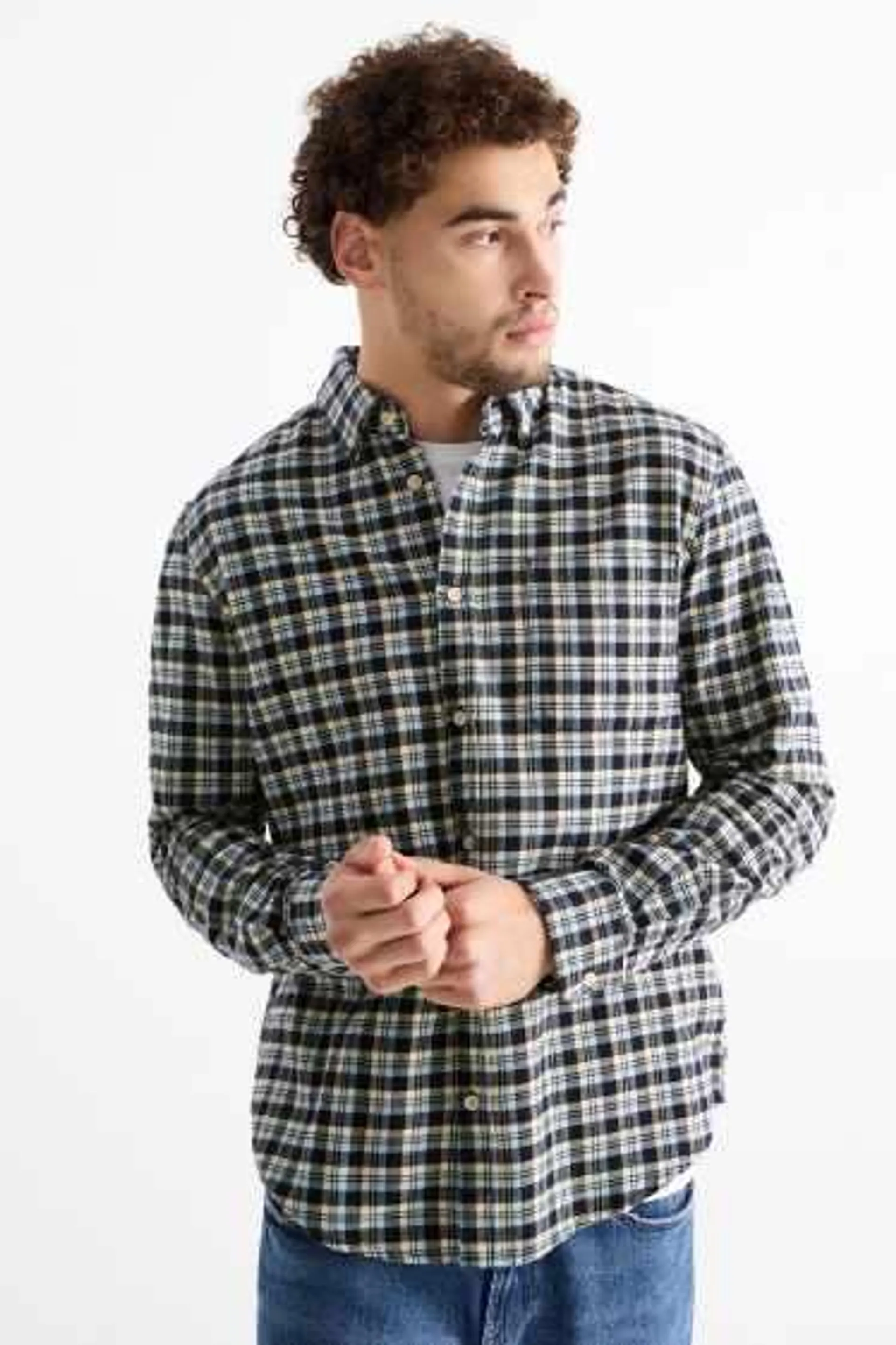 Flannel shirt - regular fit - button-down collar - check