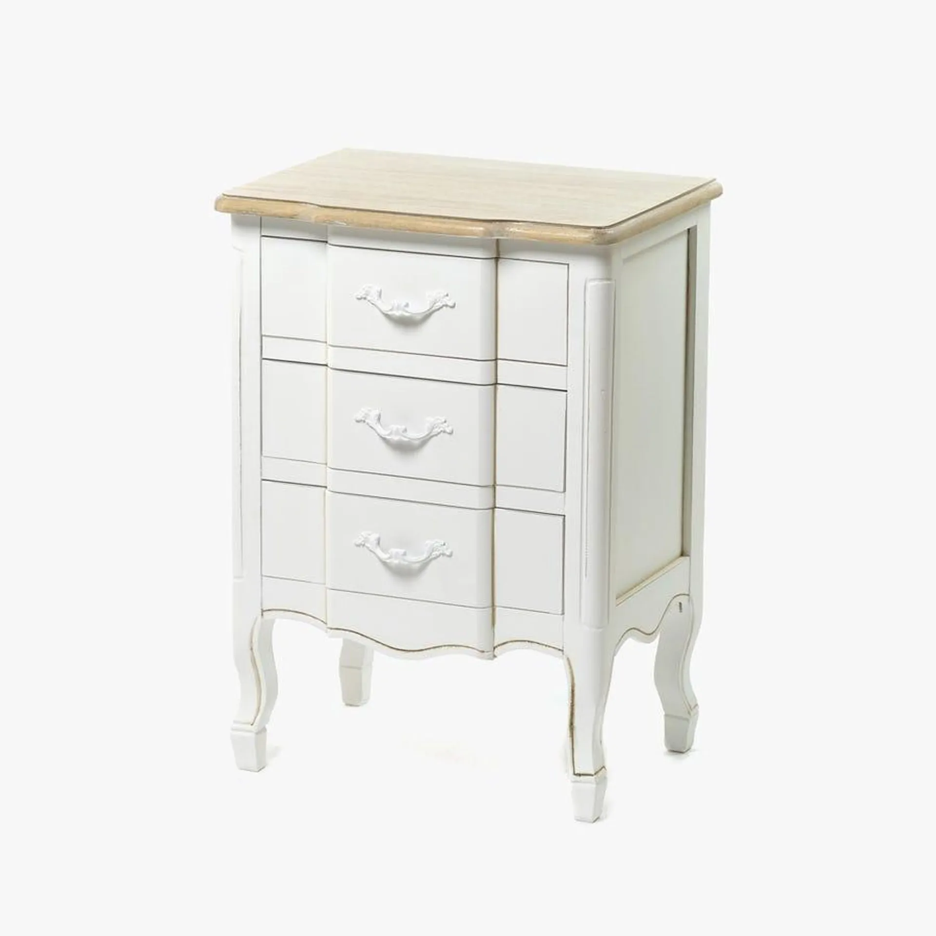 Mesa de cabeceira com 3 gavetas branco 48x35x65 cm VIENA