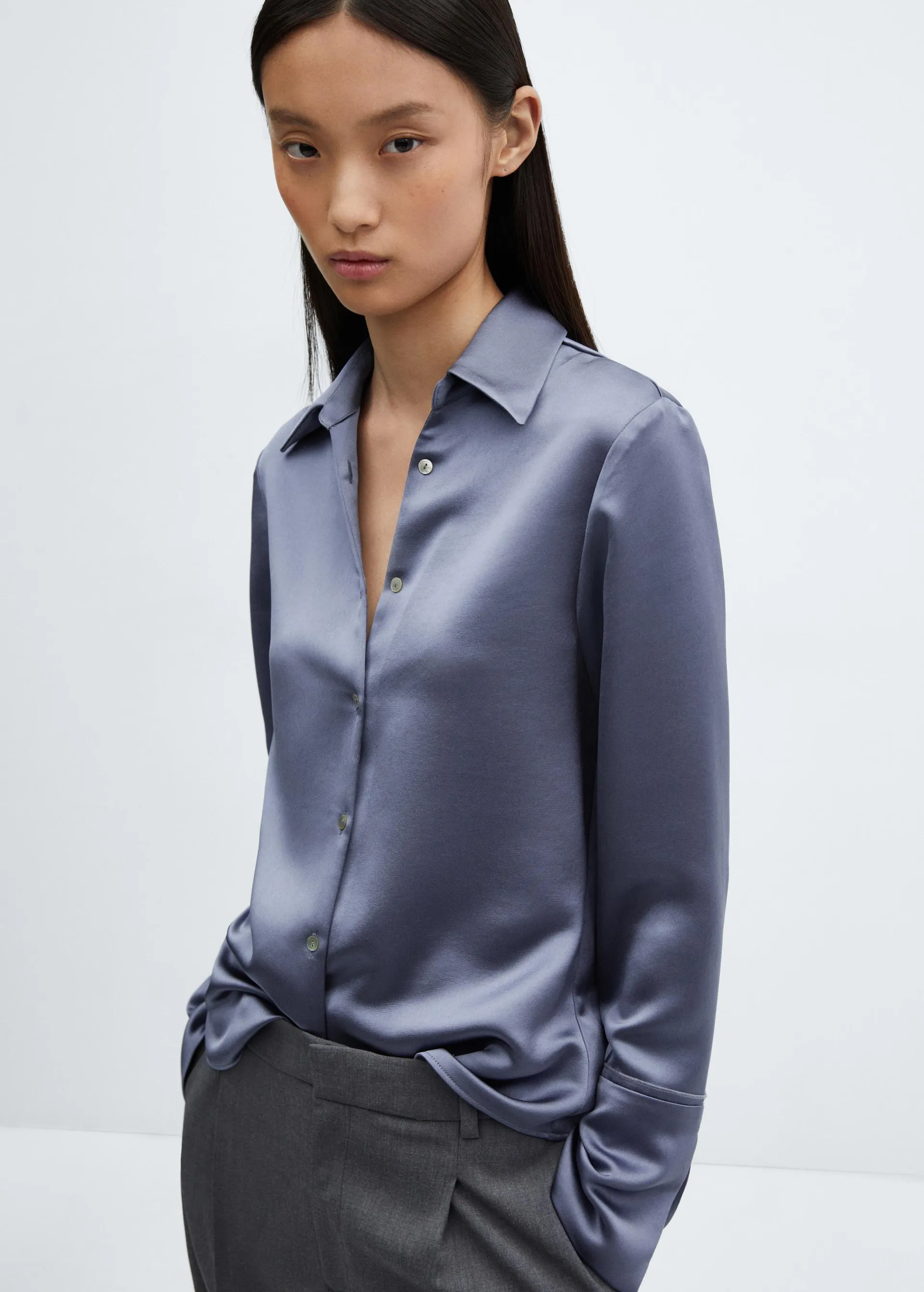 Satin buttoned shirt