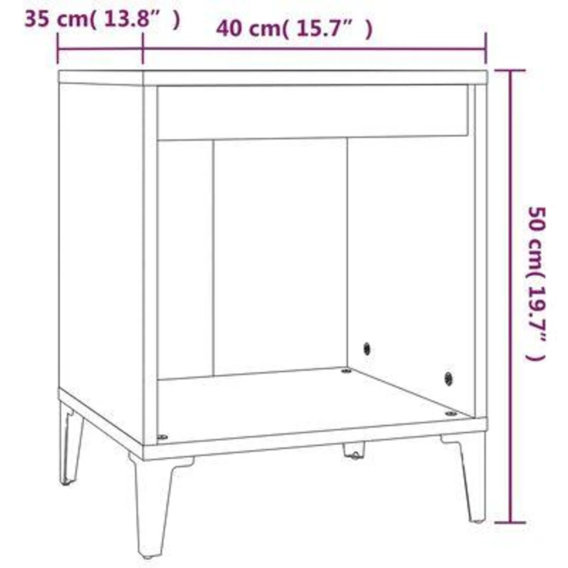 vidaXL Mesa de cabeceira 40x35x50 cm cor carvalho fumado