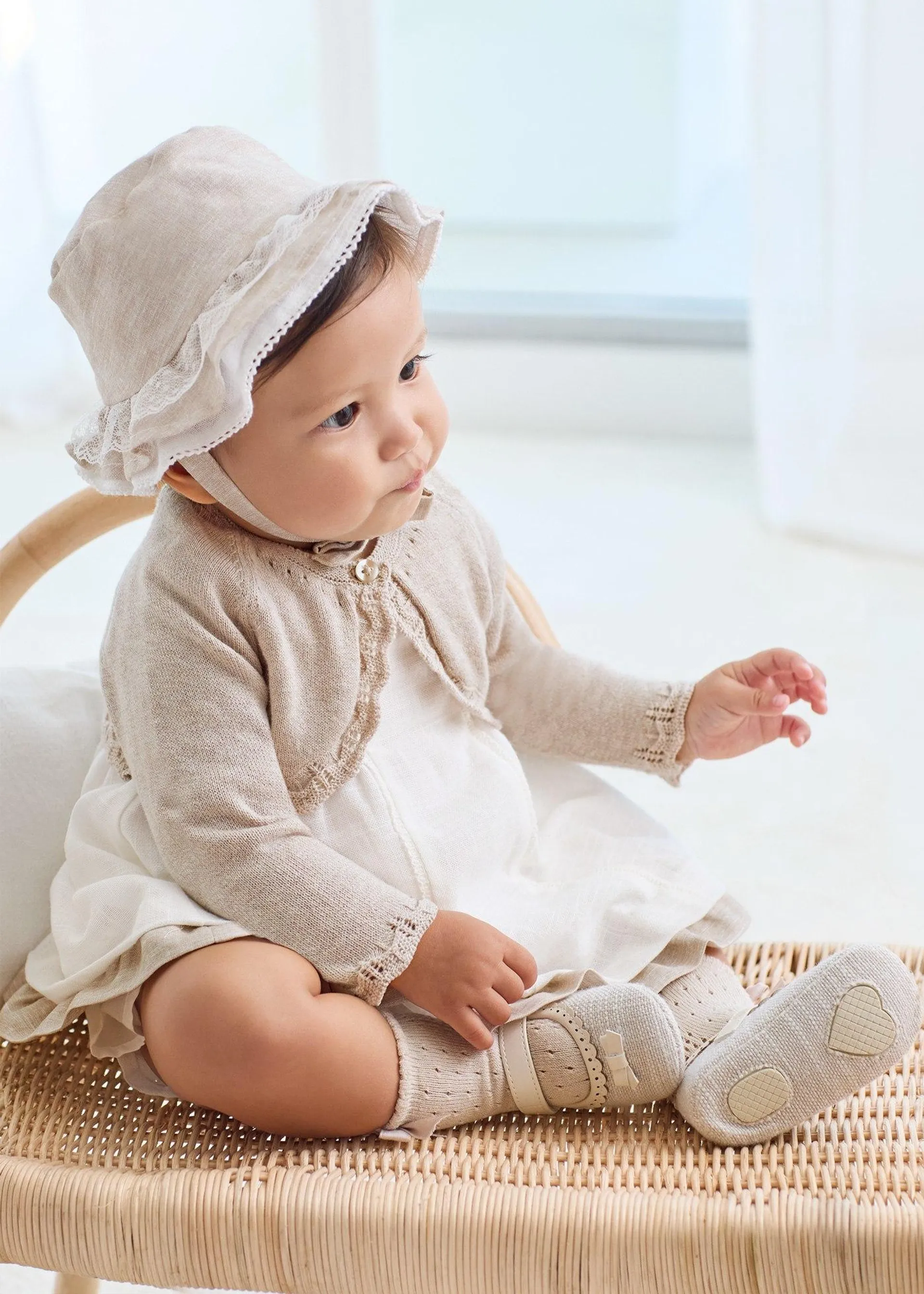 Vestido ponto smock com tapa fraldas recém nascido