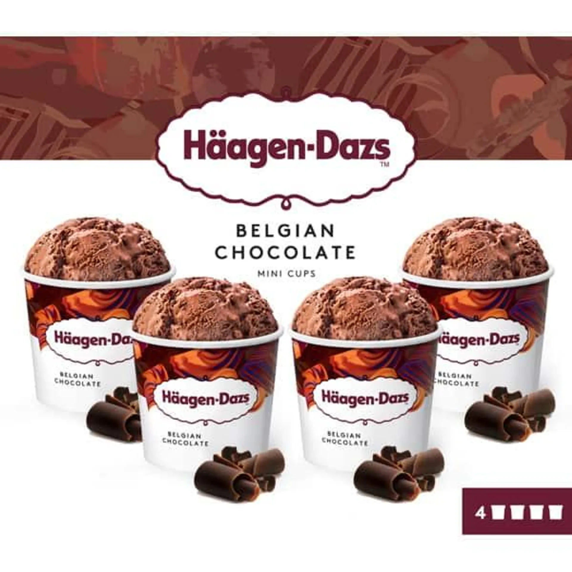 Gelado Mini Cup Chocolate Pack 4 unidades