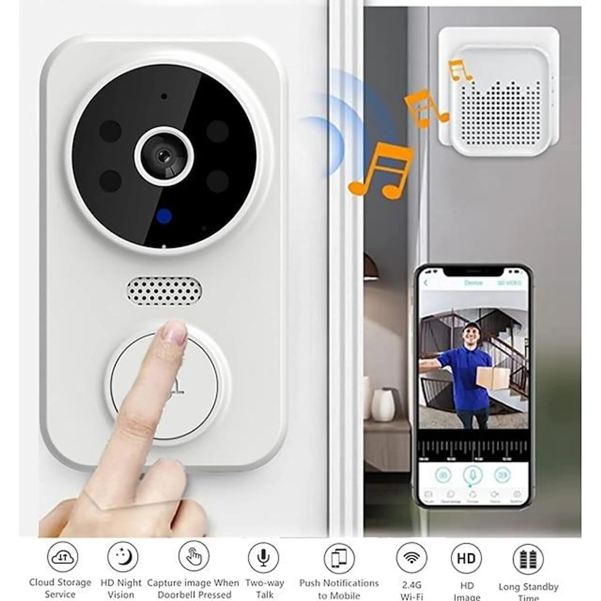 slimme draadloze afstandsbediening video deurbel intelligente visuele deurbel home intercom hd nachtzicht wifi beveiliging deur deurbel wifi verbinding infrarood nachtzicht voor home security