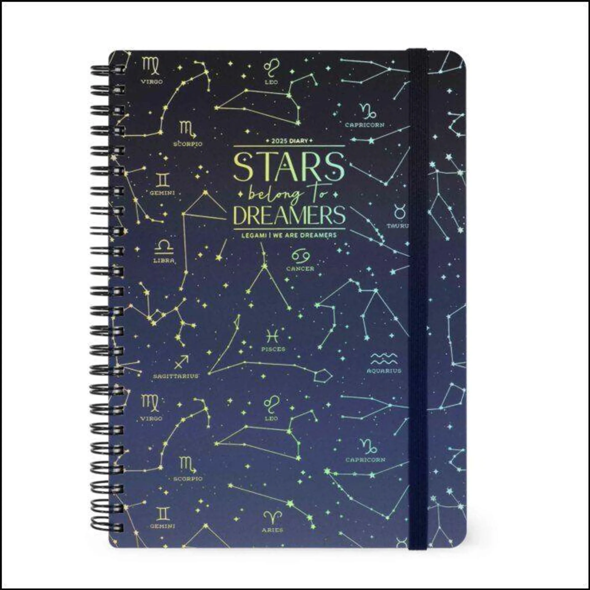 12-MONTH DIARY - 2025 - LARGE WEEKLY SPIRAL BOUND DIARY - STARS