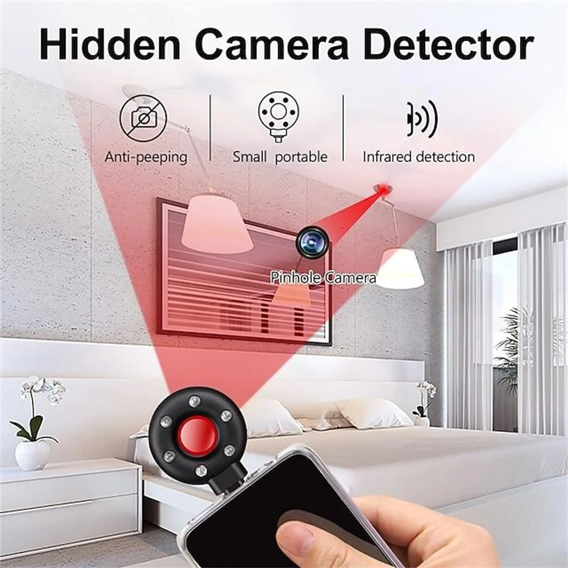 camera detectoren led verborgen apparaat detector anti-spy camera finder lokaliseert verborgen apparaat usb-c draagbare mini mobiele telefoon anti diefstal alarm in hotels en badkamer