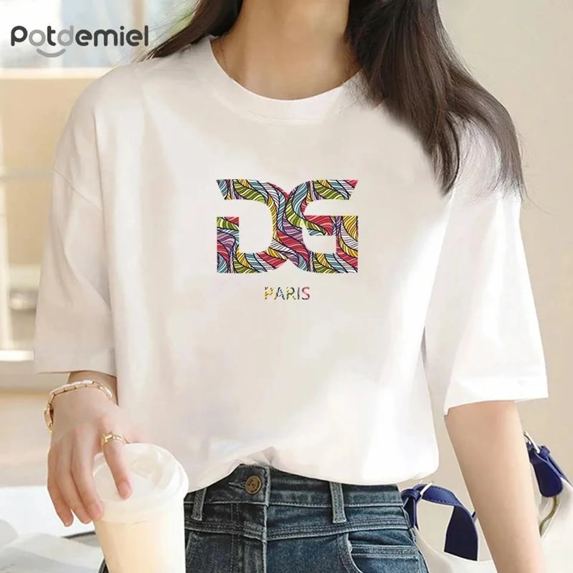 Summer Simple Street Apparel Women's 100% Cotton T-Shirt Hot Selling Fashion Letter Print Top New Summer Short Sleeve T Shirt