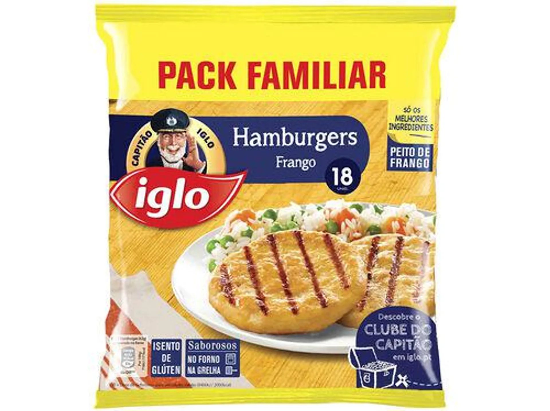 hamburgueres iglo frango s/ gluten 18 un 1080g