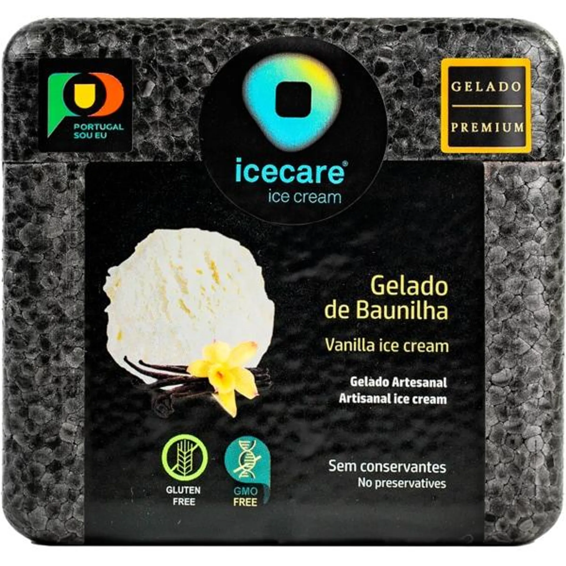 Gelado Artesanal de Baunilha embalagem 500 ml Icecare