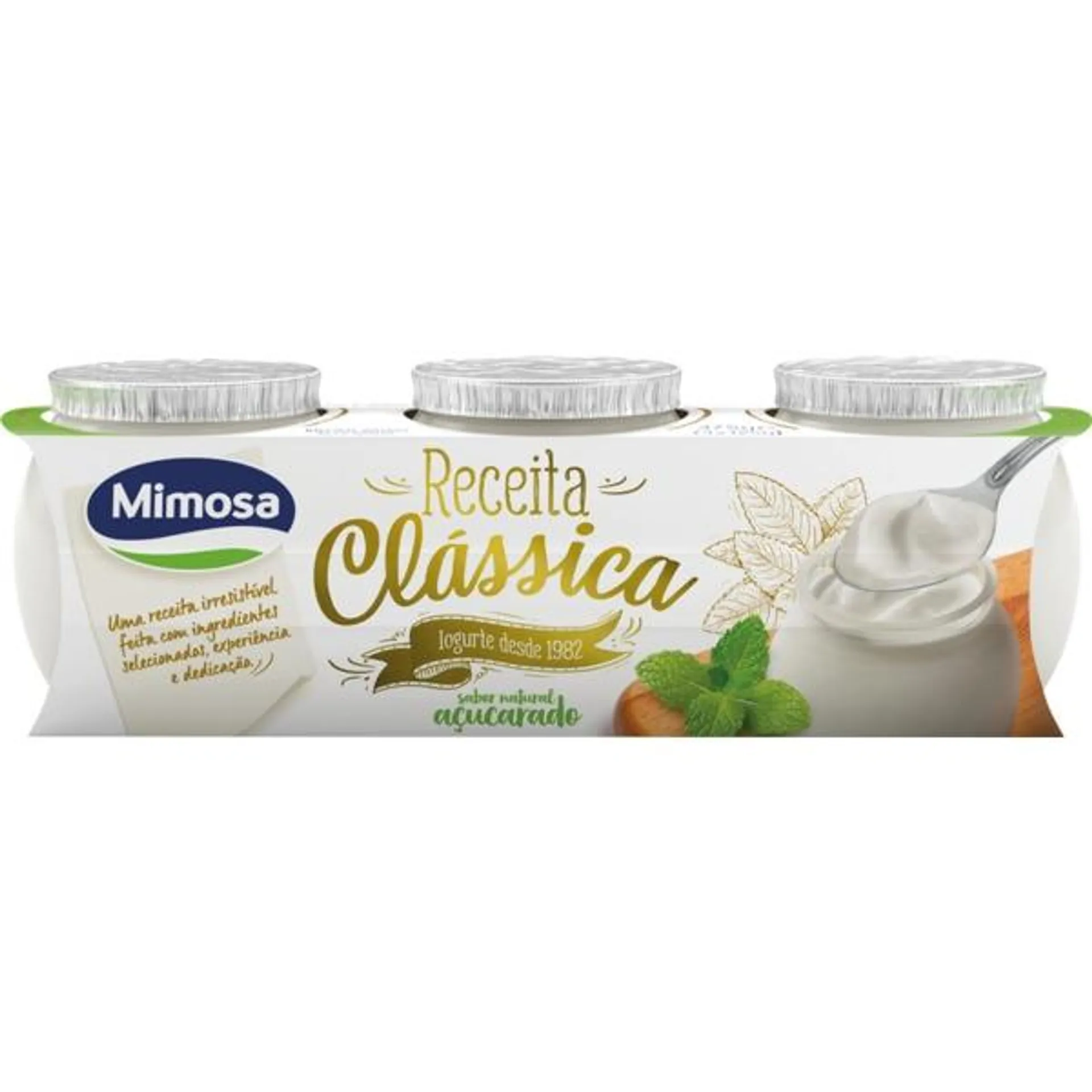 Receita Clássica Iogurte Natural Açucarado Pack 3 embalagem 125 g Mimosa