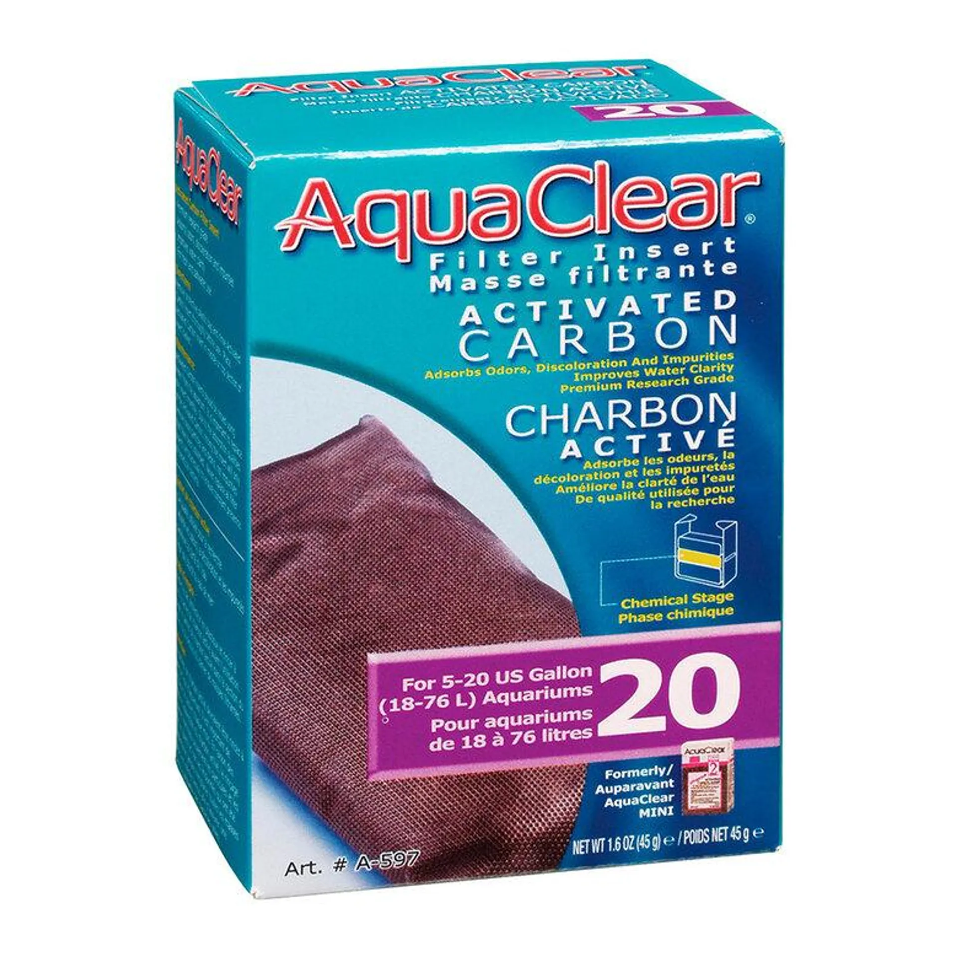 Aquaclear carvão ativado para filtros de aquário