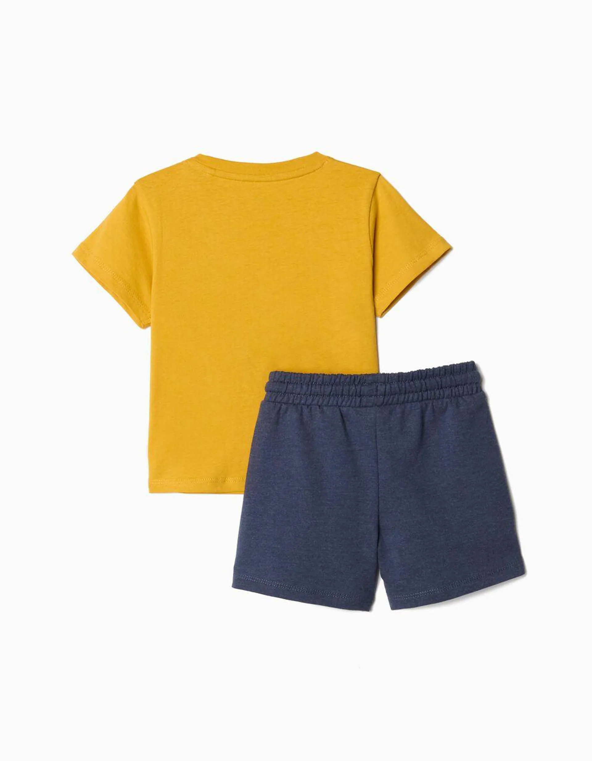 Conjunto T-shirt + Calções, Bebé Menino, Amarelo/Azul Escuro