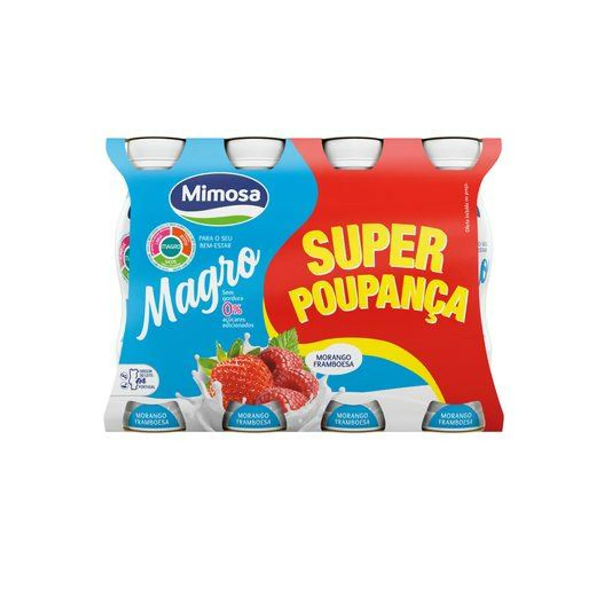 MIMOSA Iogurte Líquido Magro Morango e Framboesa 8x151 ml