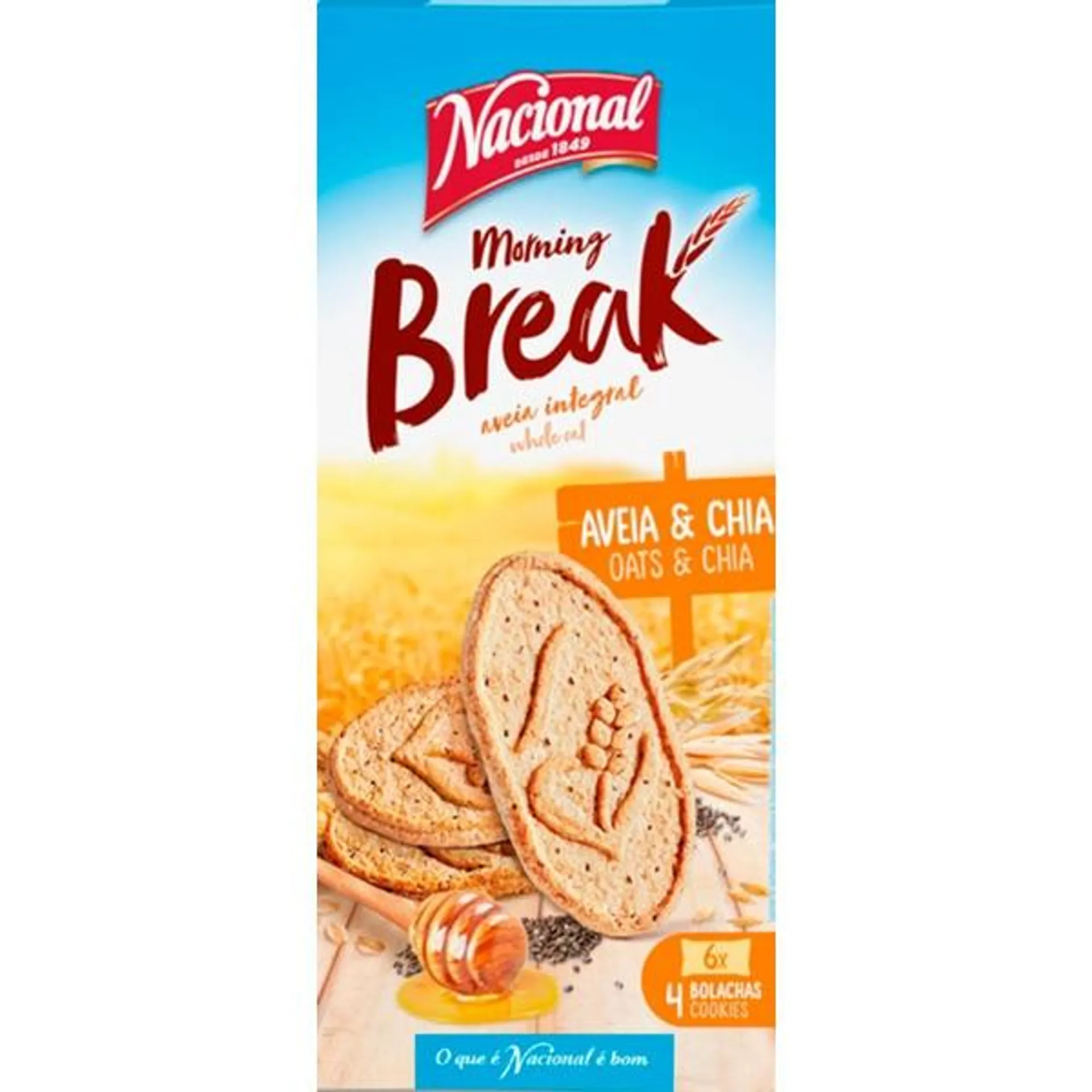 Bolachas de Aveia Integral e Chia embalagem 300 g Nacional Morning Break