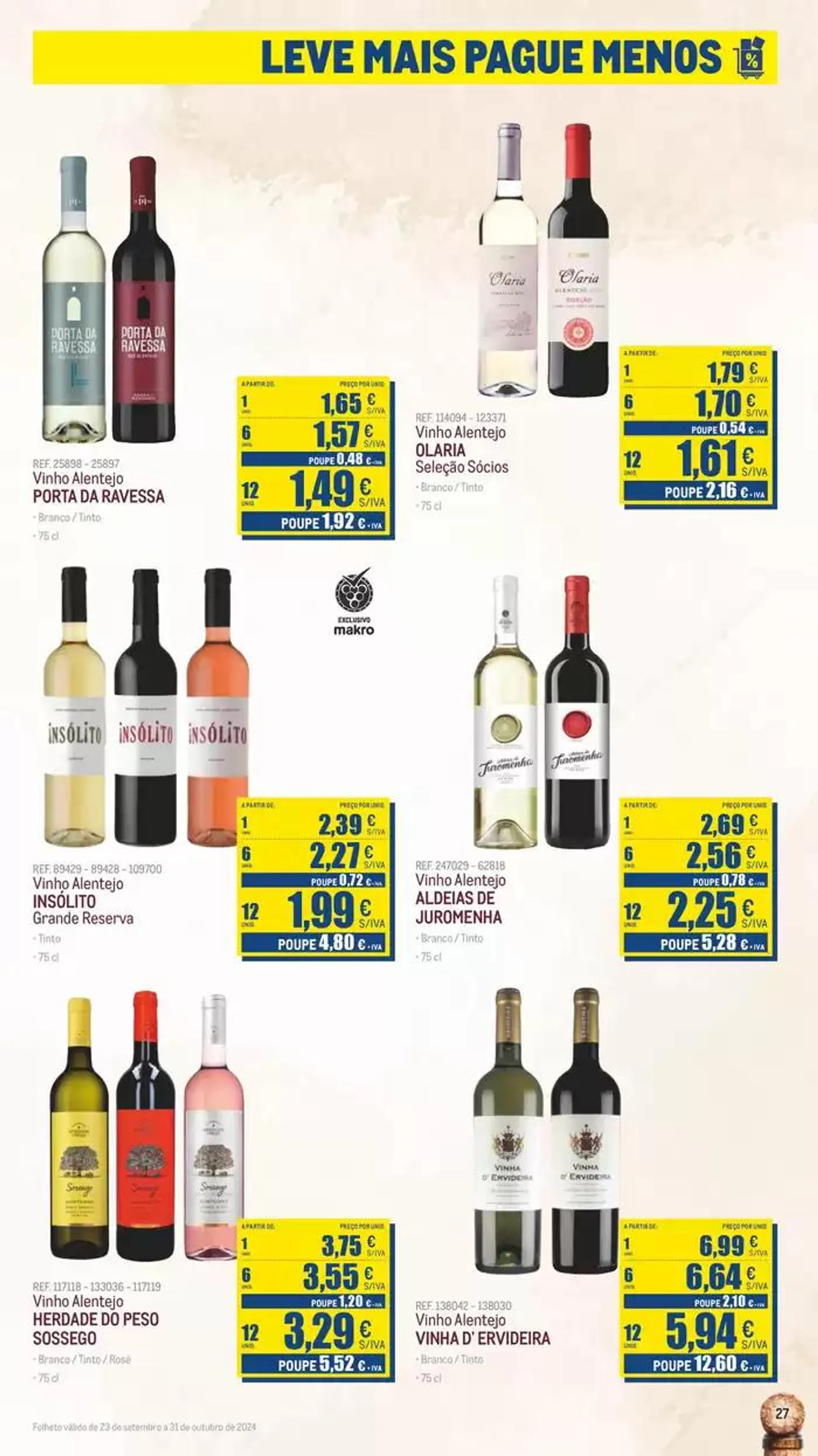 Folheto Catálogo de Vinhos, Queijos e Enchidos de 8 de outubro até 31 de outubro 2024 - Pagina 27