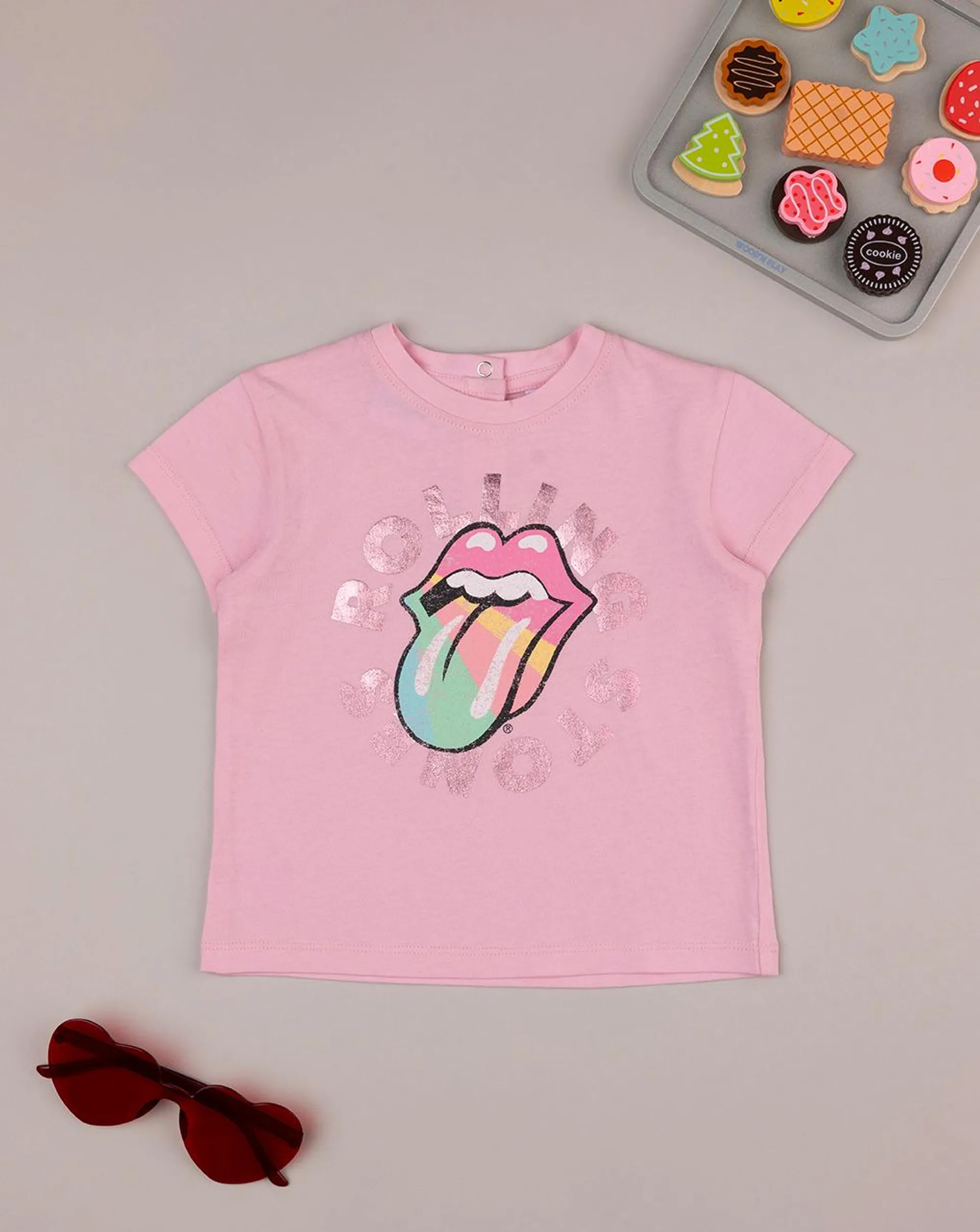 T-shirt bimba rosa stampata