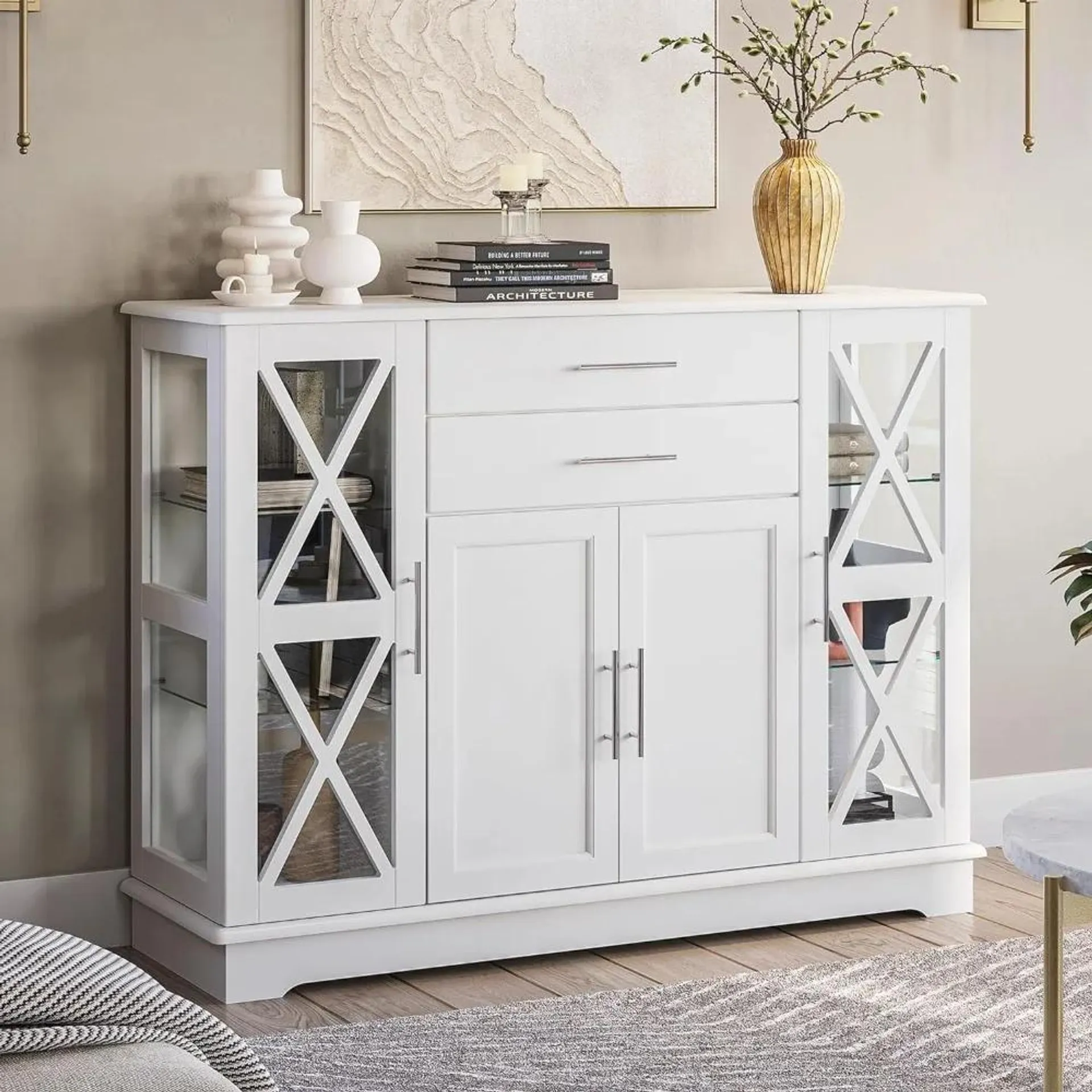 Sideboard Buffet Home Furniture for Kitchen Furniture Home White Kitchen Storage & Organization Living Room Cabinets Credenza