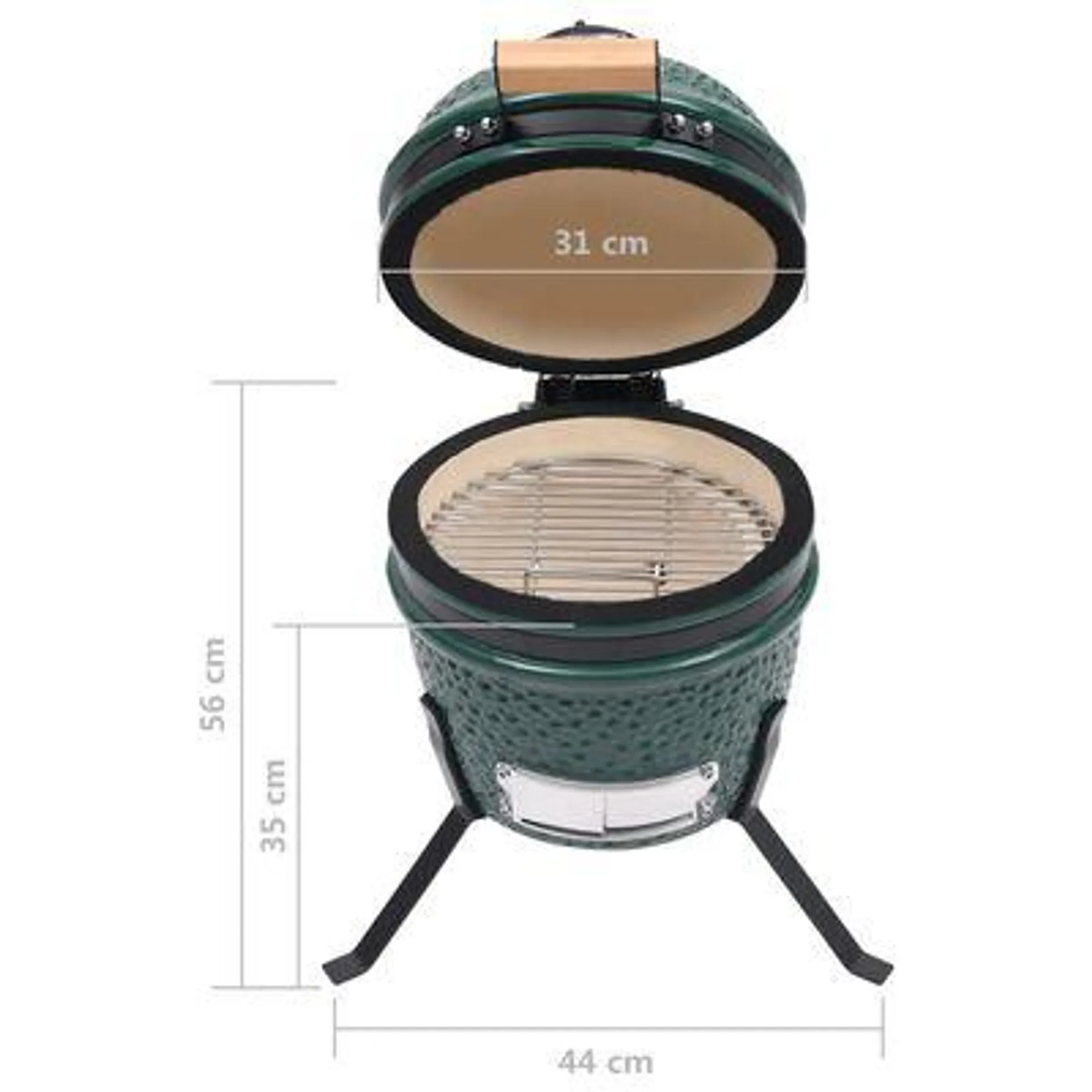 vidaXL Churrasqueira/defumador Kamado 2-em-1 cerâmica 56 cm verde