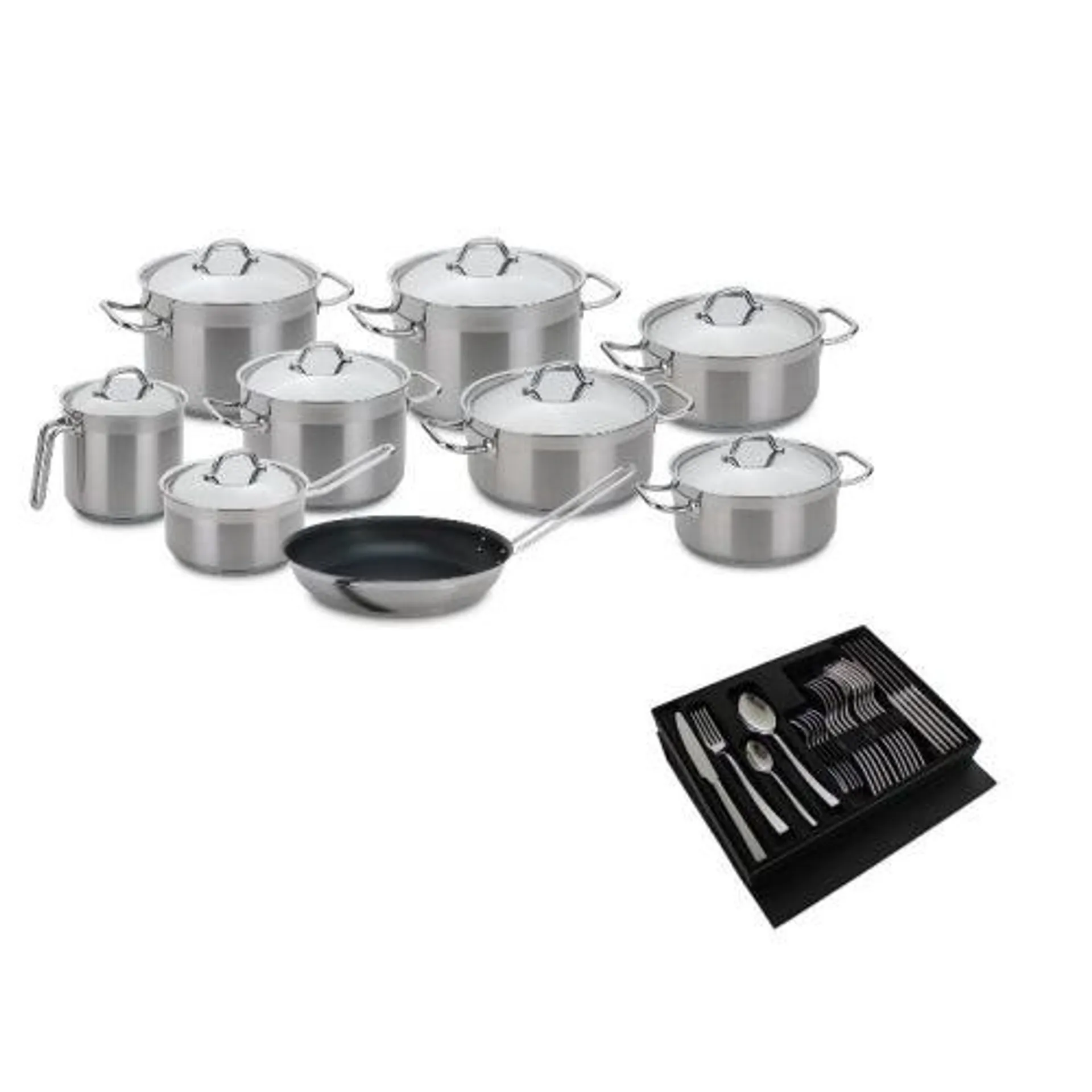 TREM COZINHA INOX 9 PEÇAS TEJO + OFERTA FAQUEIRO