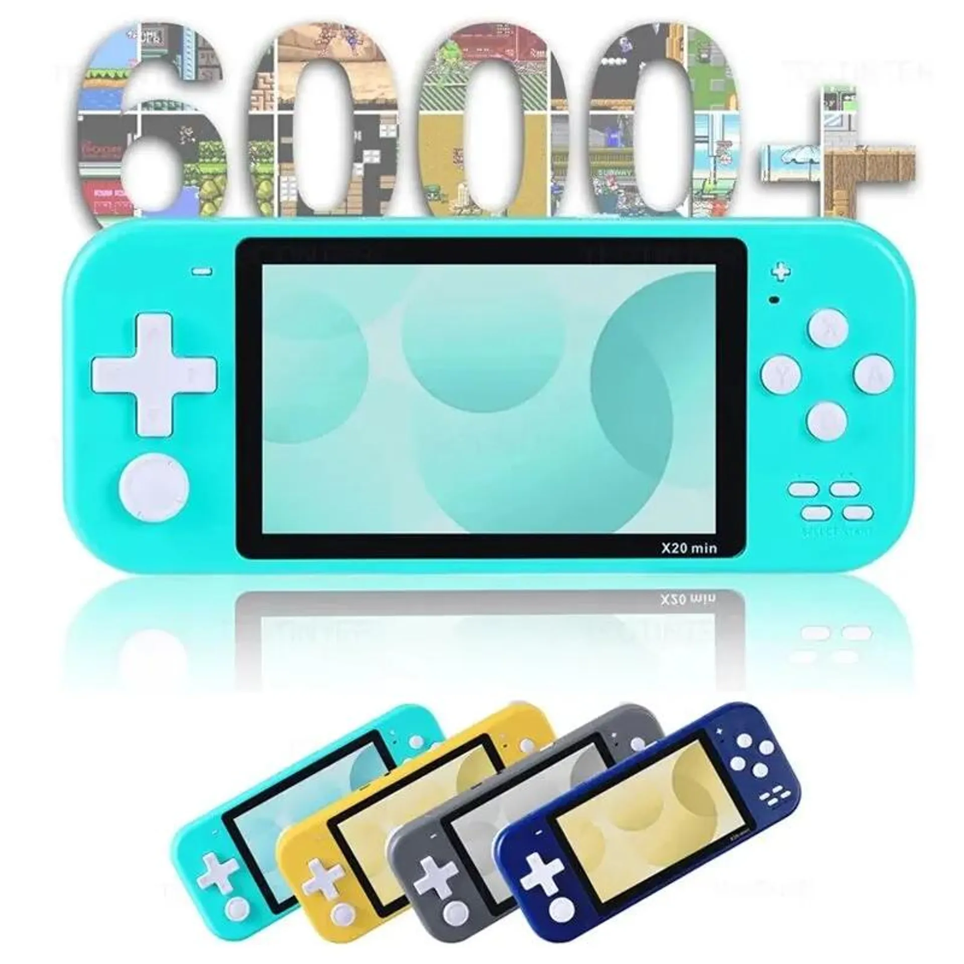 X20 Mini Handheld Game Console 4.3 Inch Retro Video Game Console Built-in 6000+ Games Portable Pocket Handheld Game Player