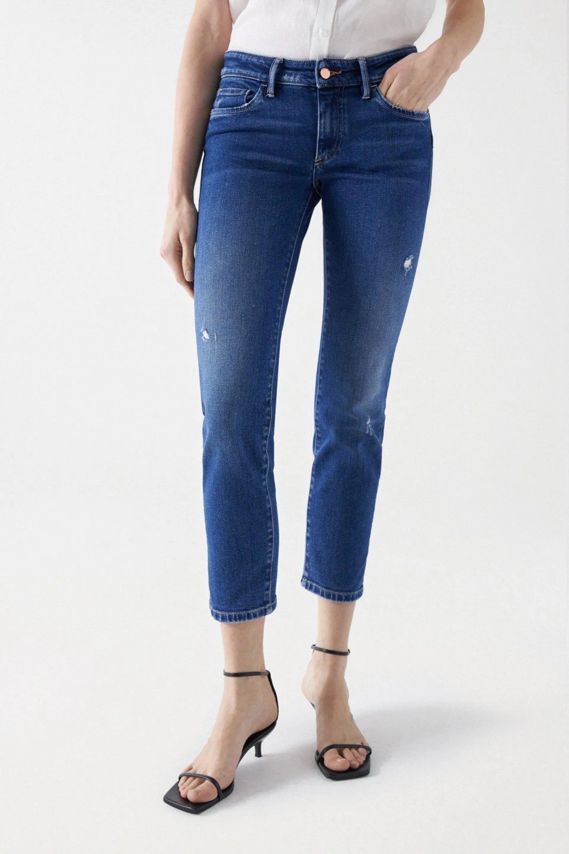 JEANS WONDER PUSH UP CROPPED SLIM COM RASGÕES