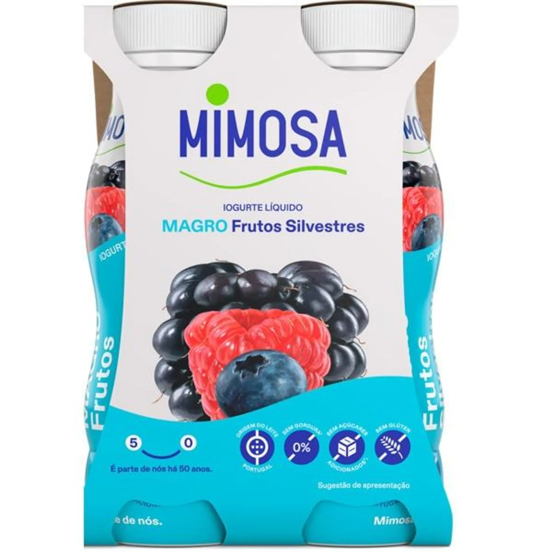 Iogurte Líquido Magro de Frutos Silvestres Pack 4 unidades embalagem 151 ml Mimosa