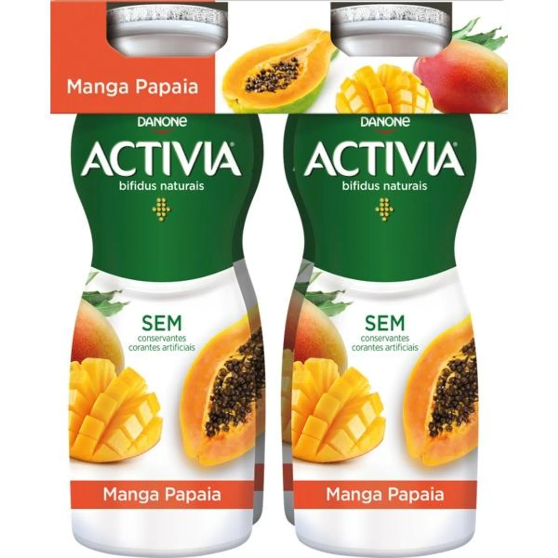 Bifidus Líquido de Manga e Papaia Pack 4 unidades embalagem 155 g Activia