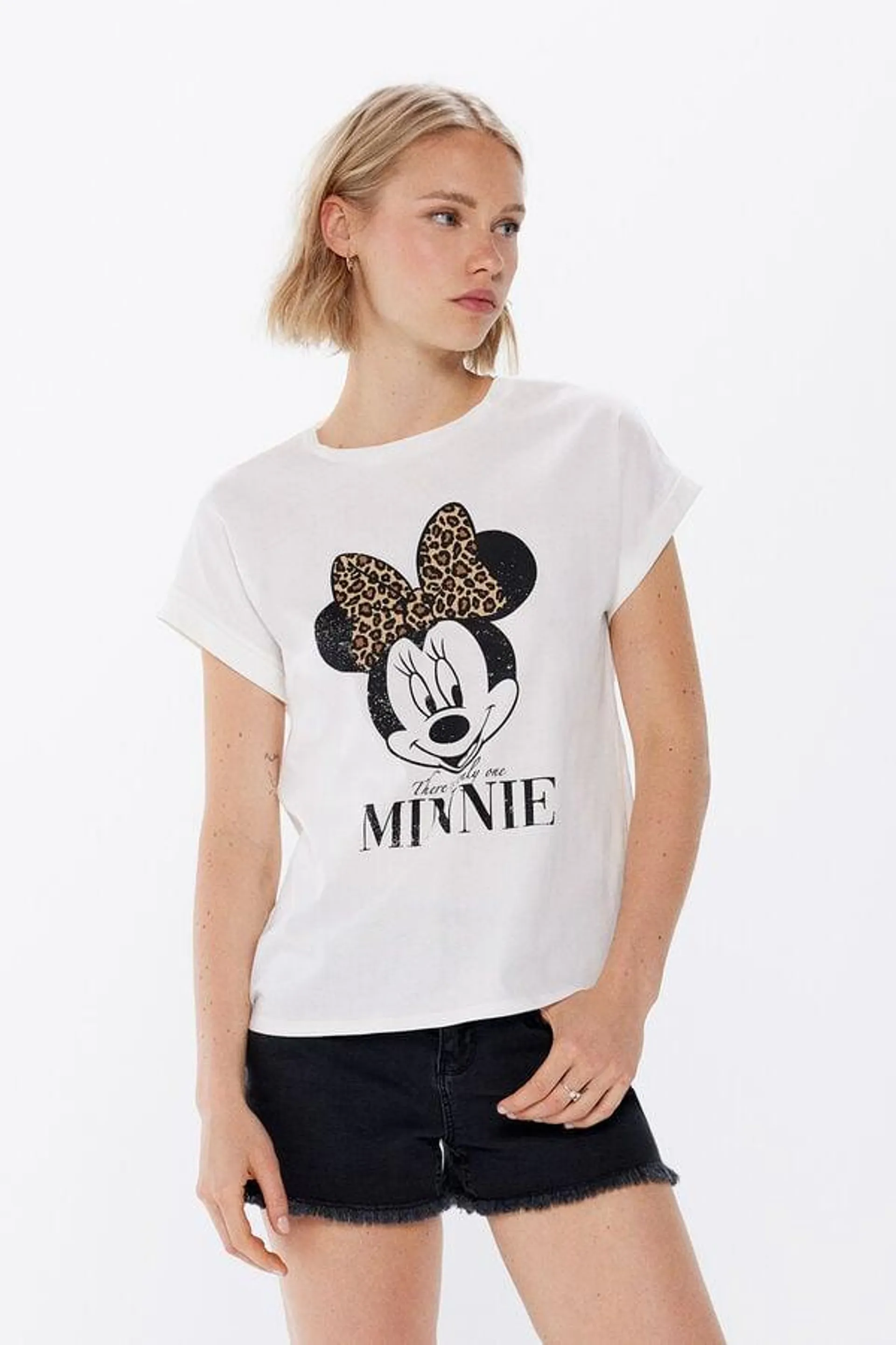 Camiseta "Minnie" lazo leopardo