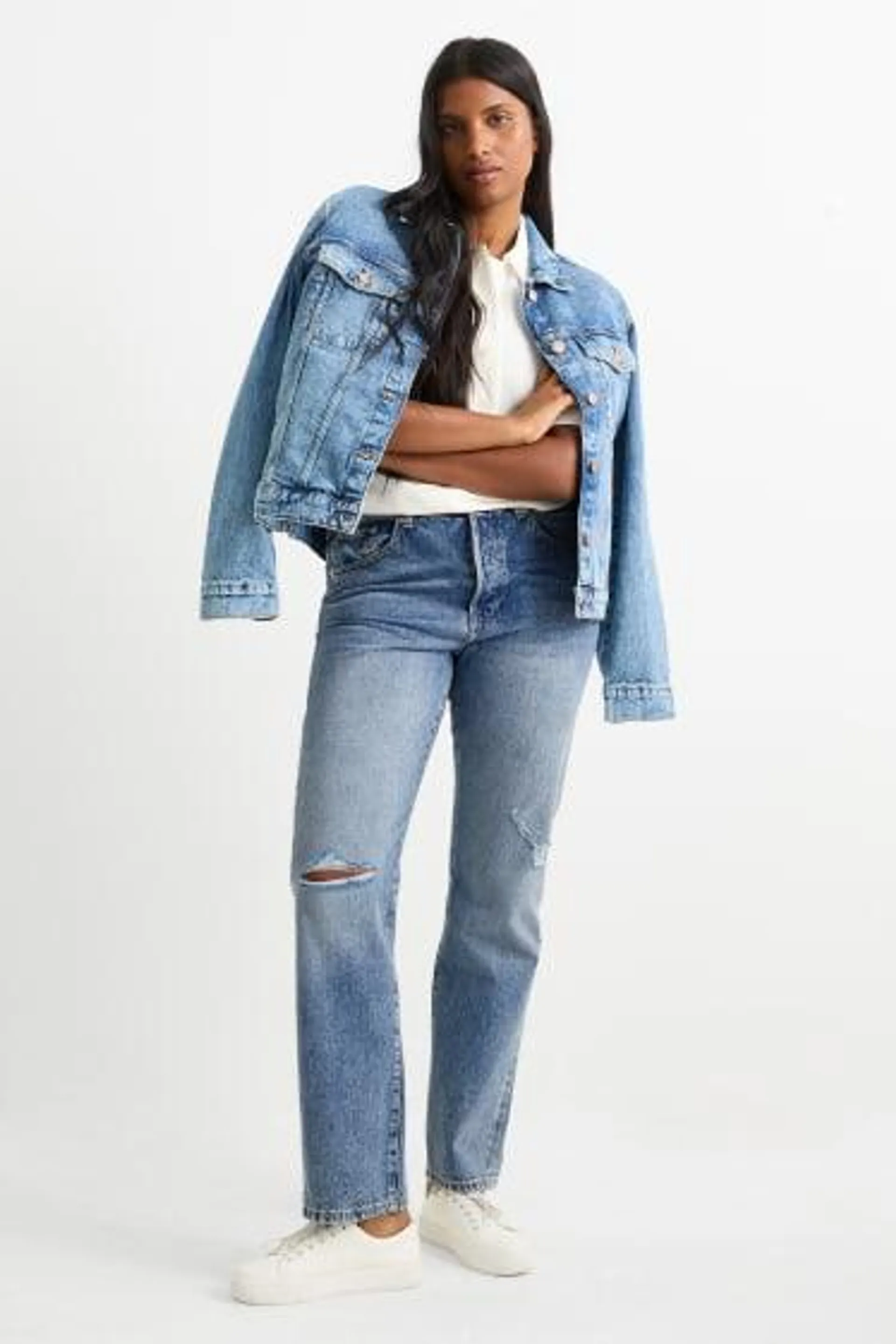 Vintage straight jeans - high-rise waist