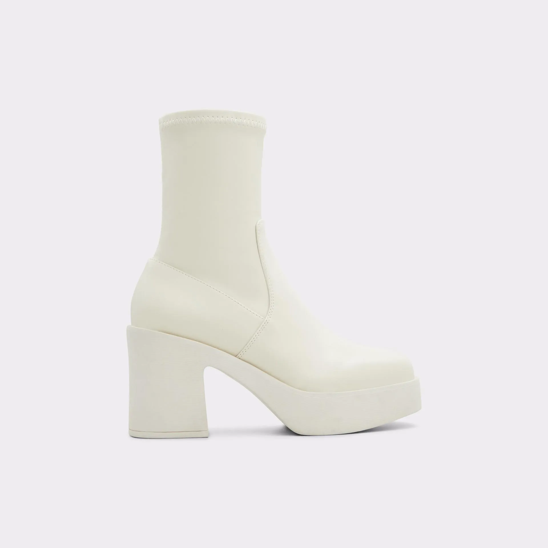 Botins em branco, salto em bloco com plataforma - UPSTEP