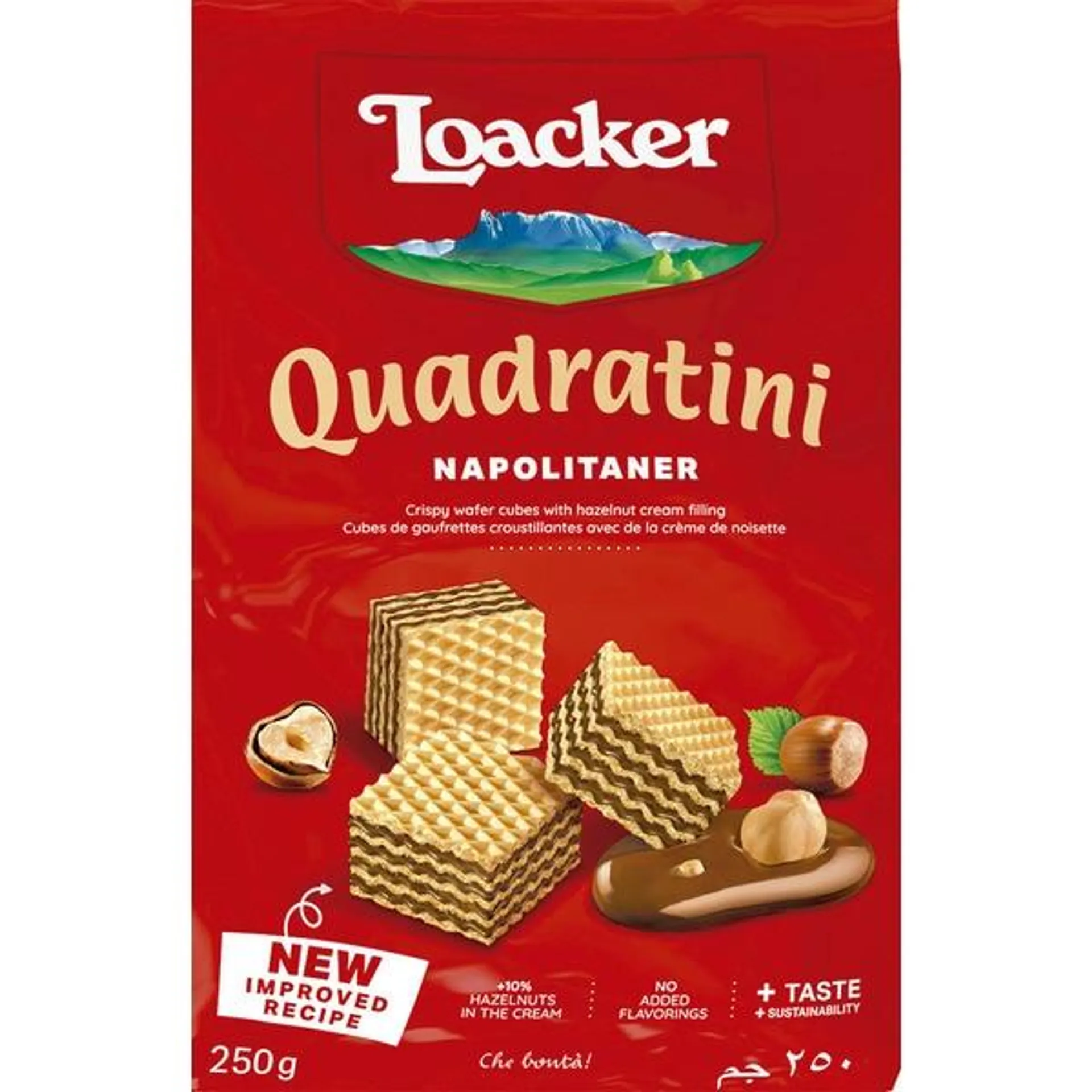 Bolachas Wafer de Avelã Quadratini Napolitaner