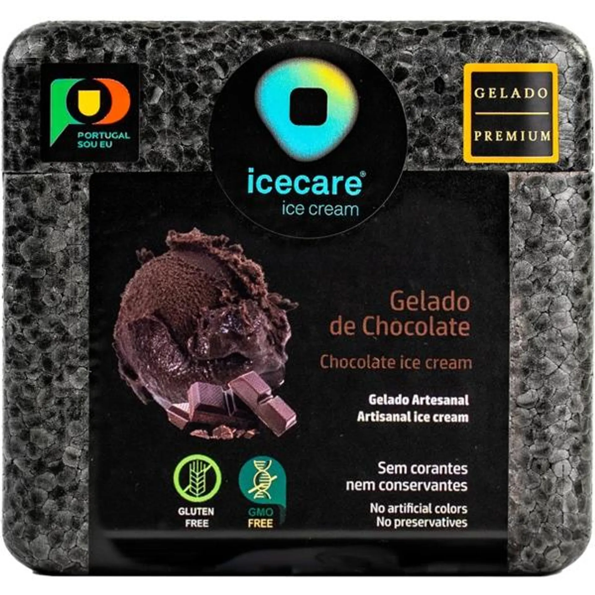 Gelado Artesanal Chocolate embalagem 500 ml Icecare