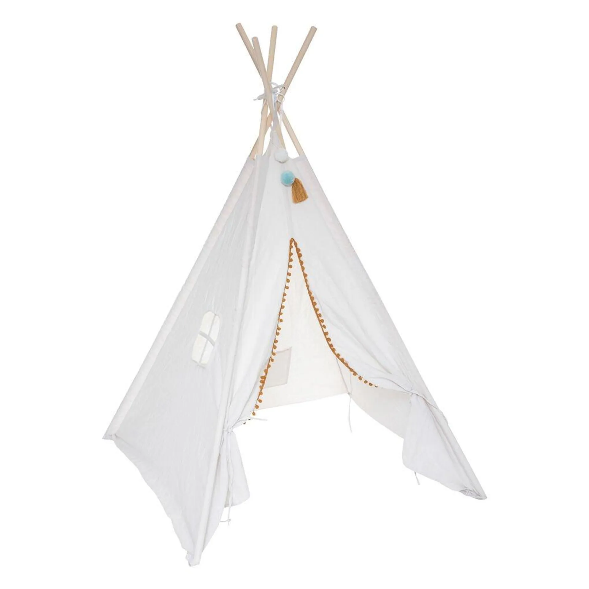 Tenda Tipi Branca Com Pompons