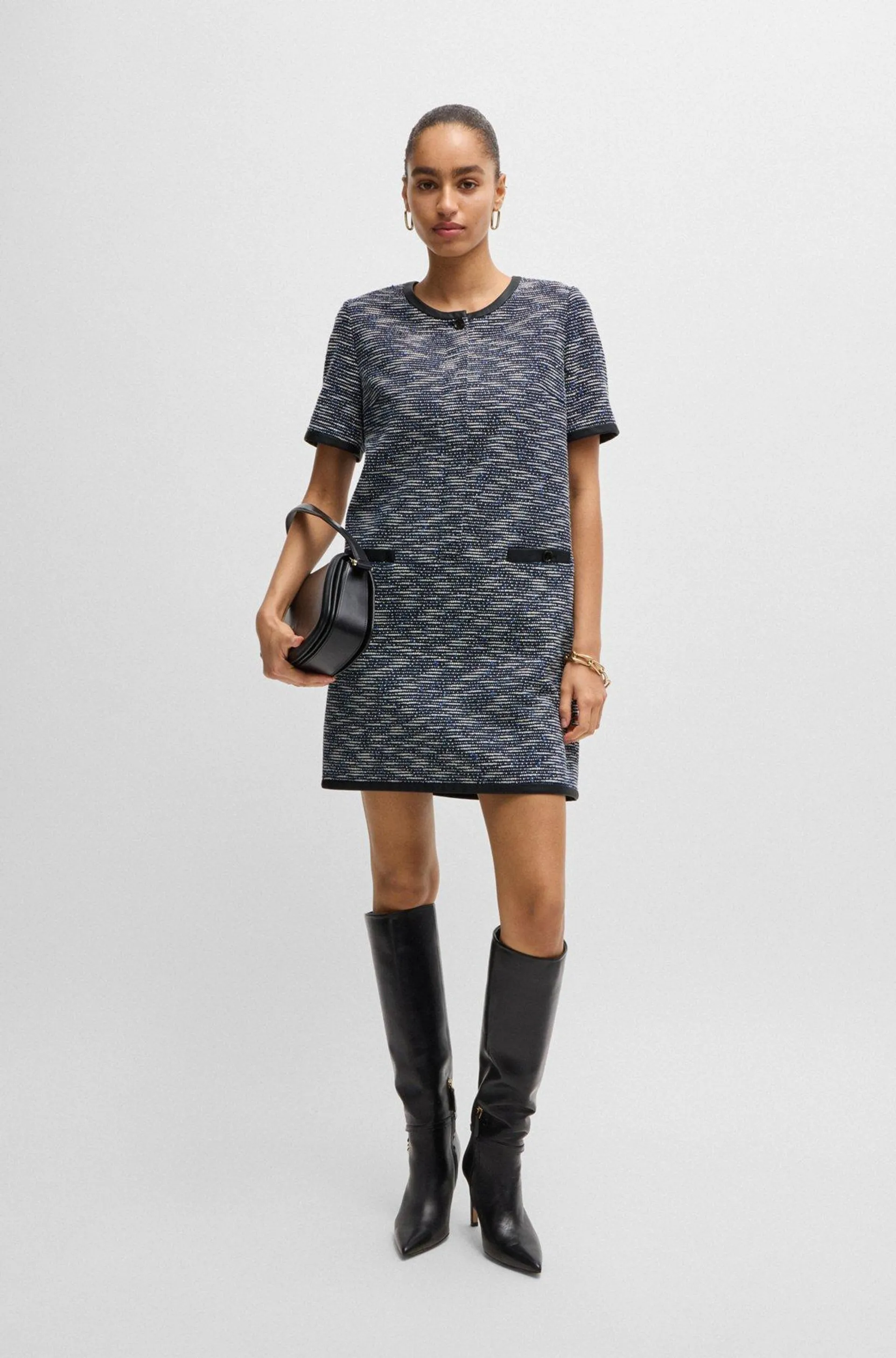 Relaxed-fit dress in cotton-blend tweed