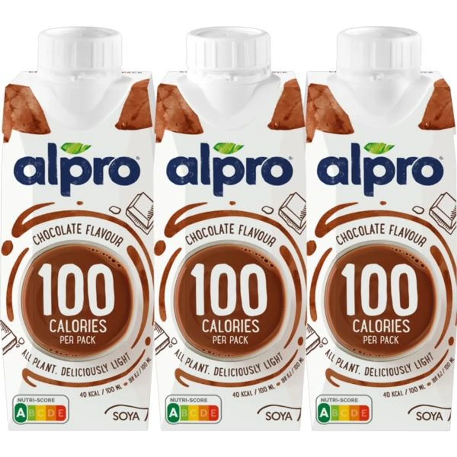 Bebida de Soja com Chocolate Light Pack 3 unidades 250 ml Alpro