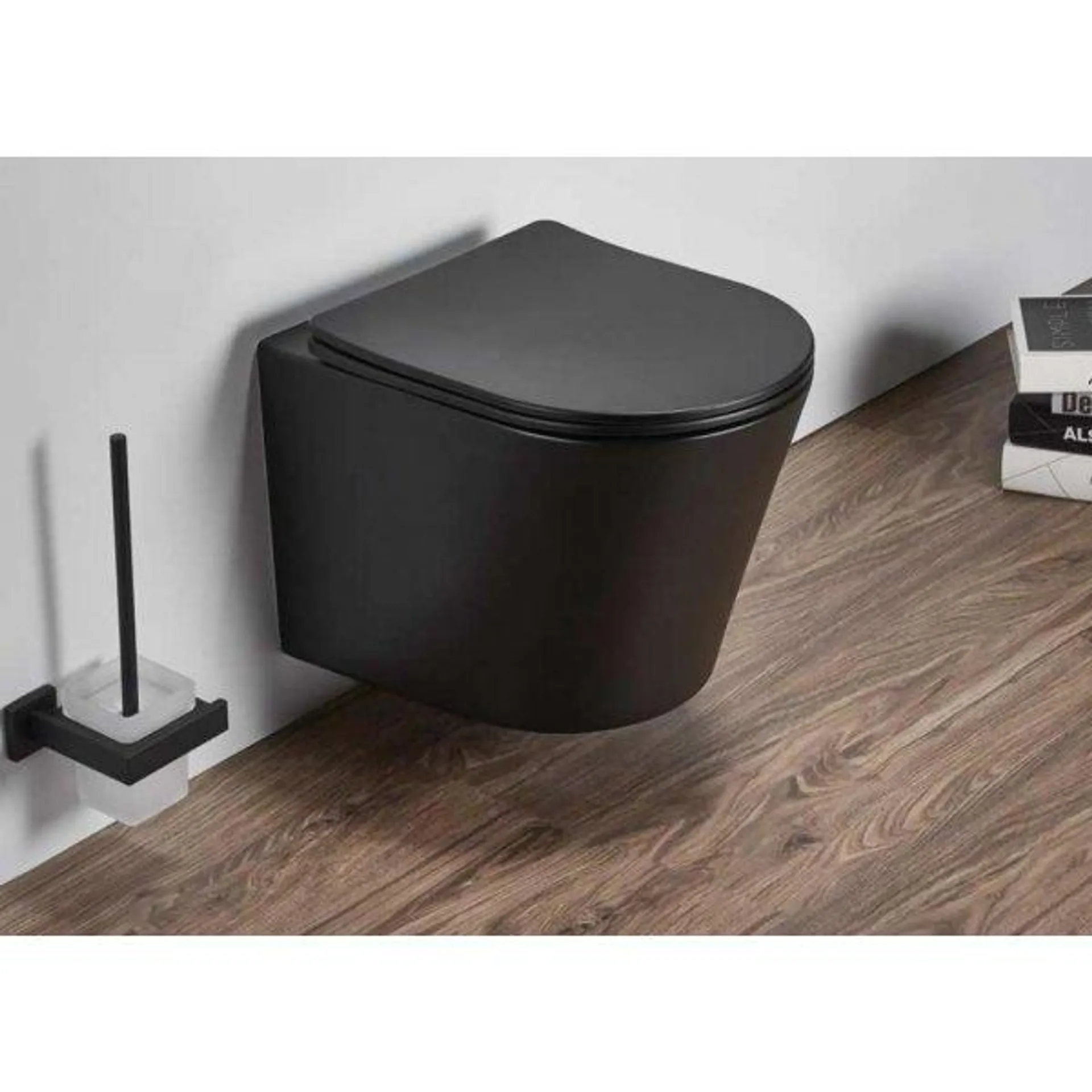 Sanita suspensa + tampo Unibath Globe preto mate UB2049