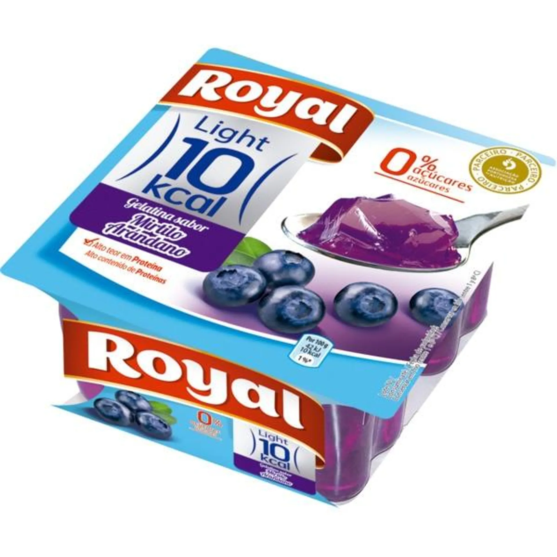 Gelatina de Mirtilo 0% açúcares Pack 4 unidades embalagem 90 g Royal