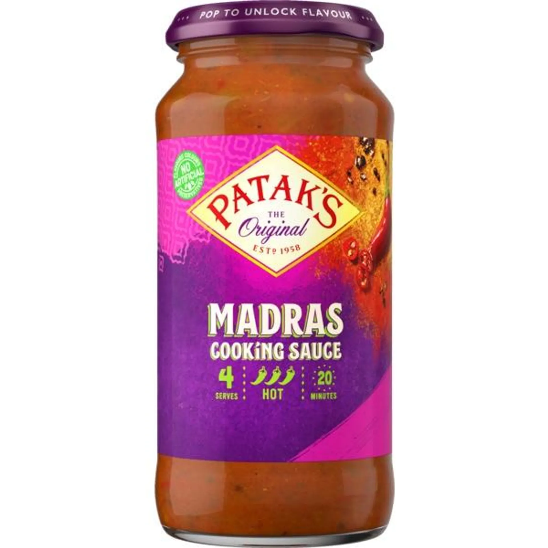 Molho Indiano Madras frasco 450 g Patak's