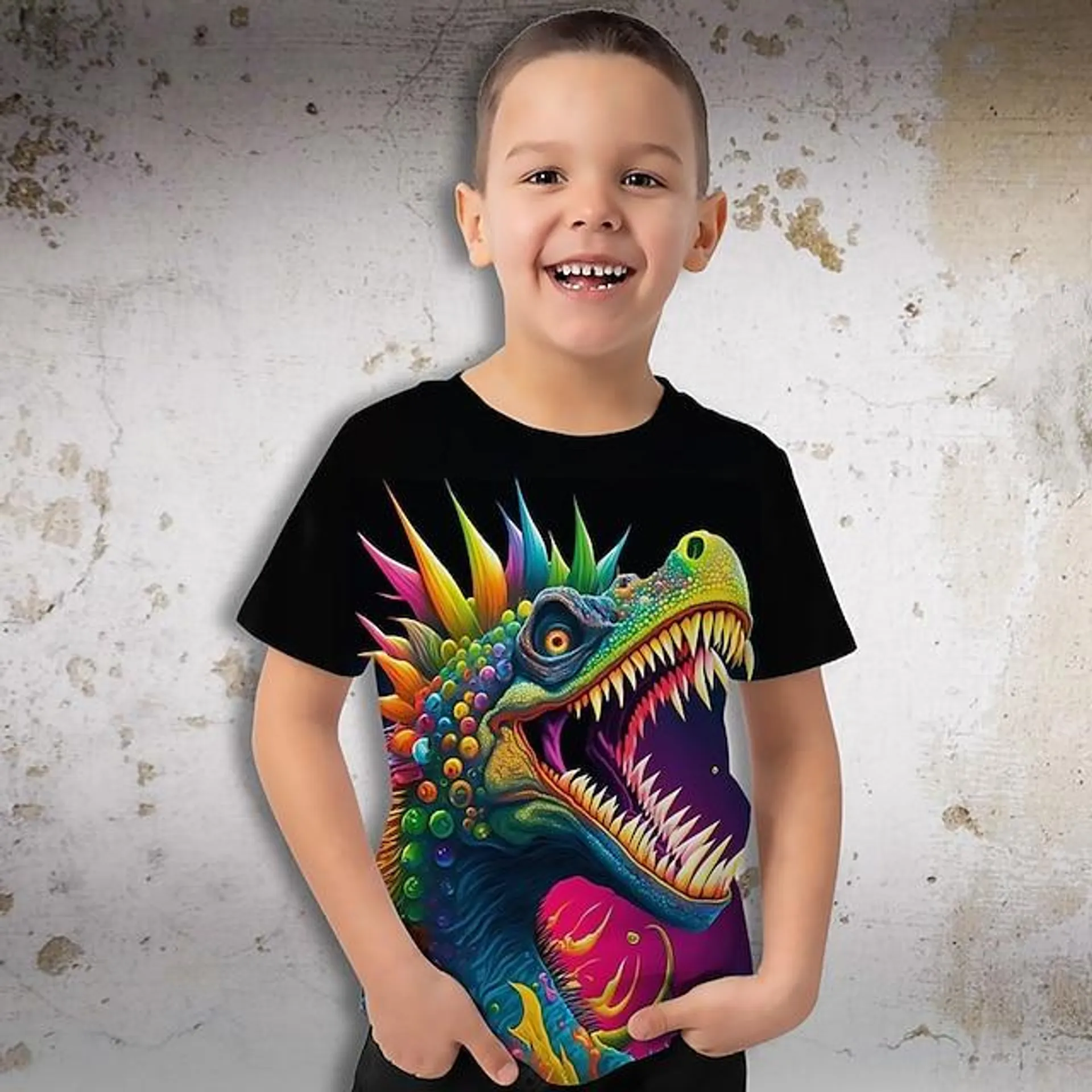 Jongens 3D Grafisch dier Dinosaurus T-shirt Korte mouw 3D-afdrukken Zomer Lente Actief Sport Modieus Polyester Kinderen 3-12 jaar Buiten Casual Dagelijks Normale pasvorm